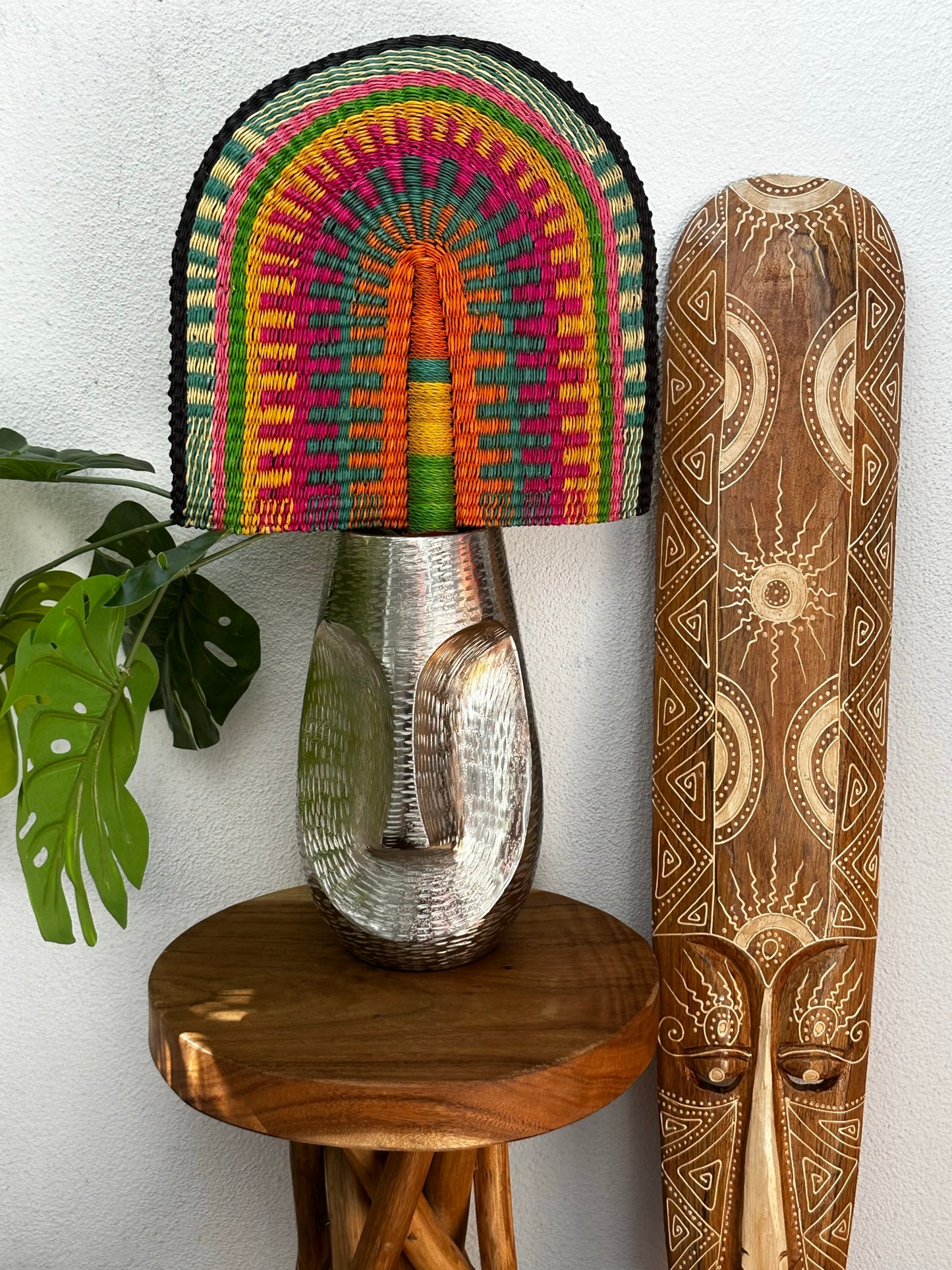 Orange Teal Fuchsia Woven Fan