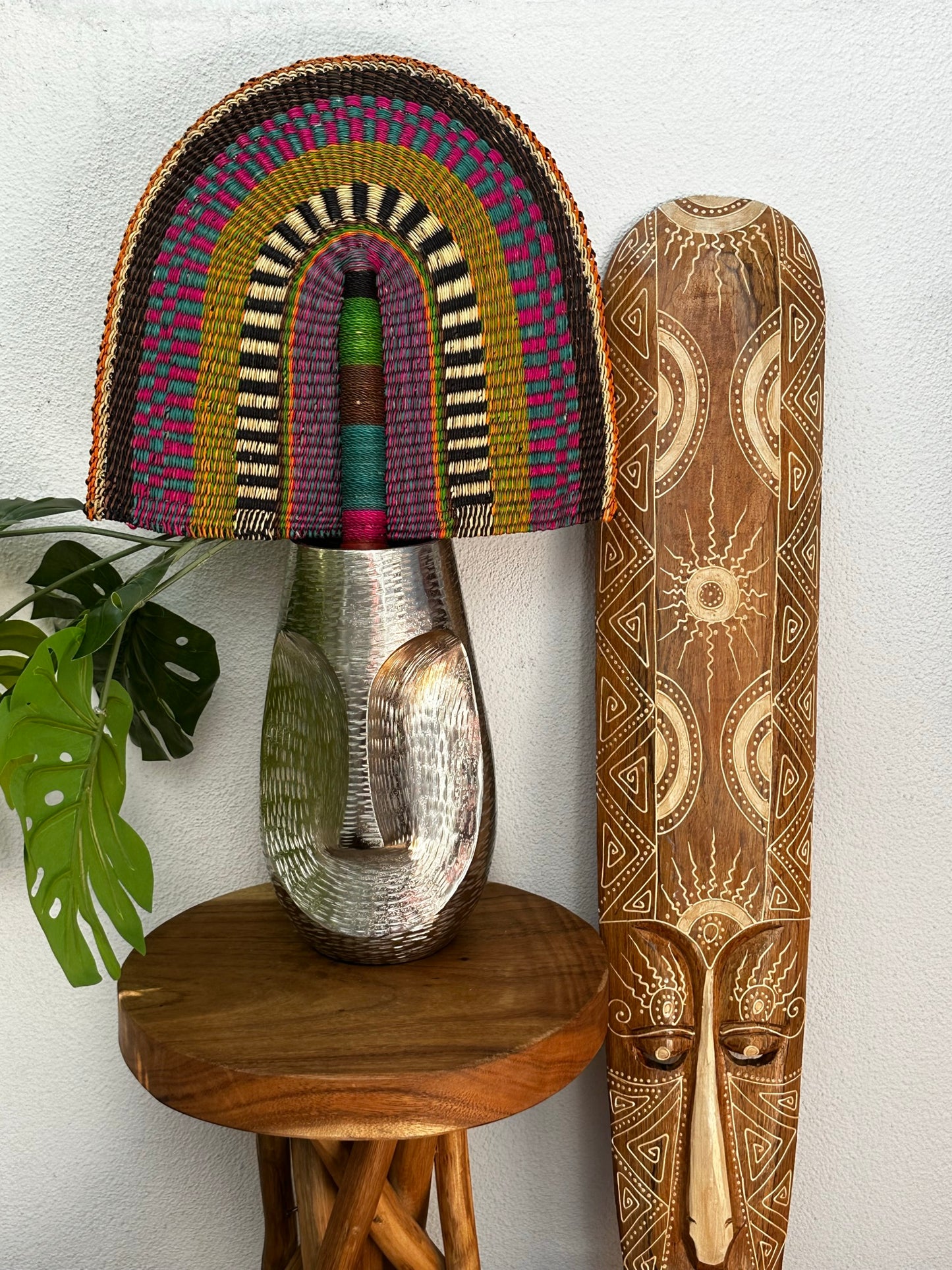 Teal Yellow Green Woven Fan