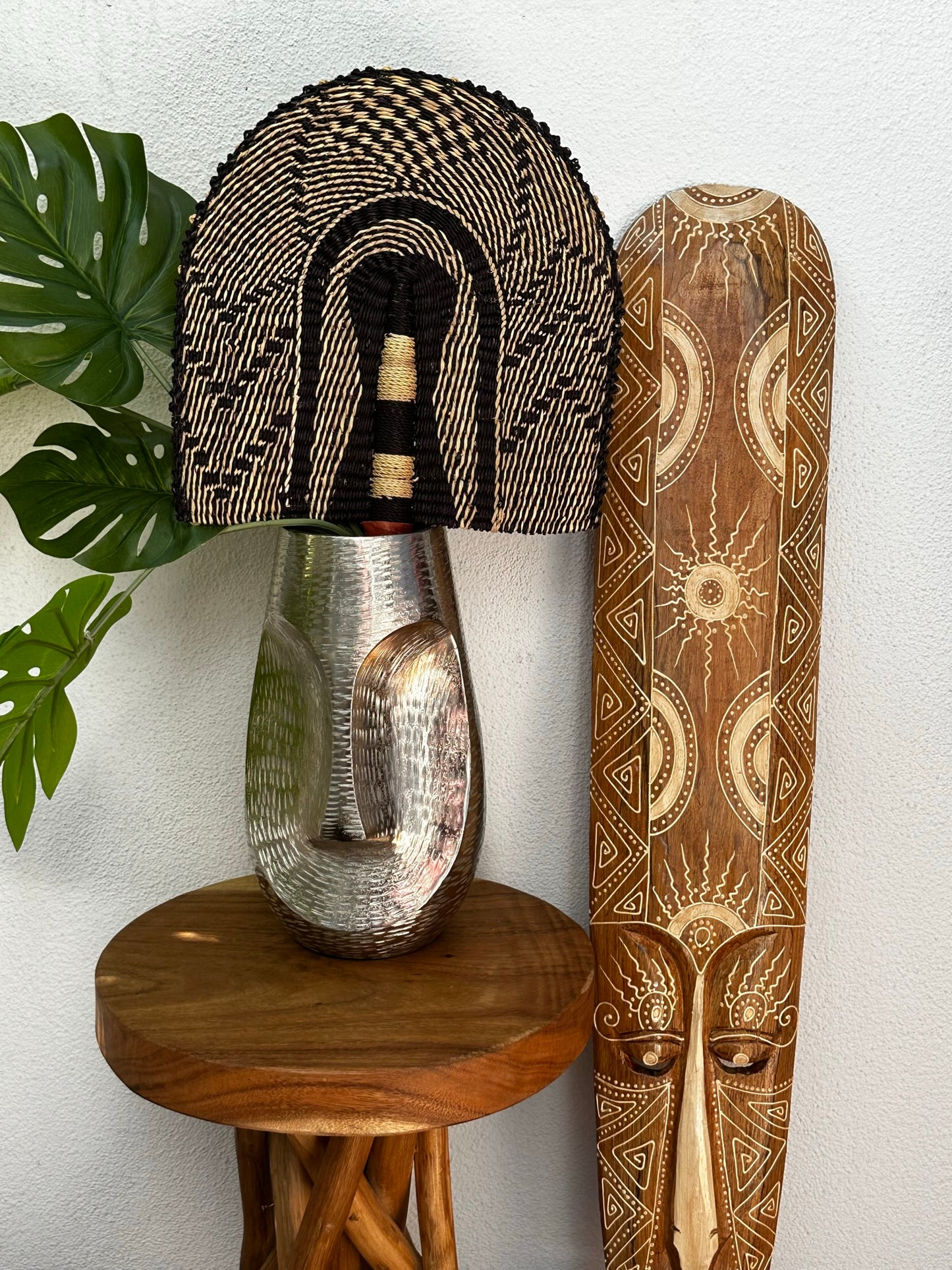 Natural Black Woven Fan