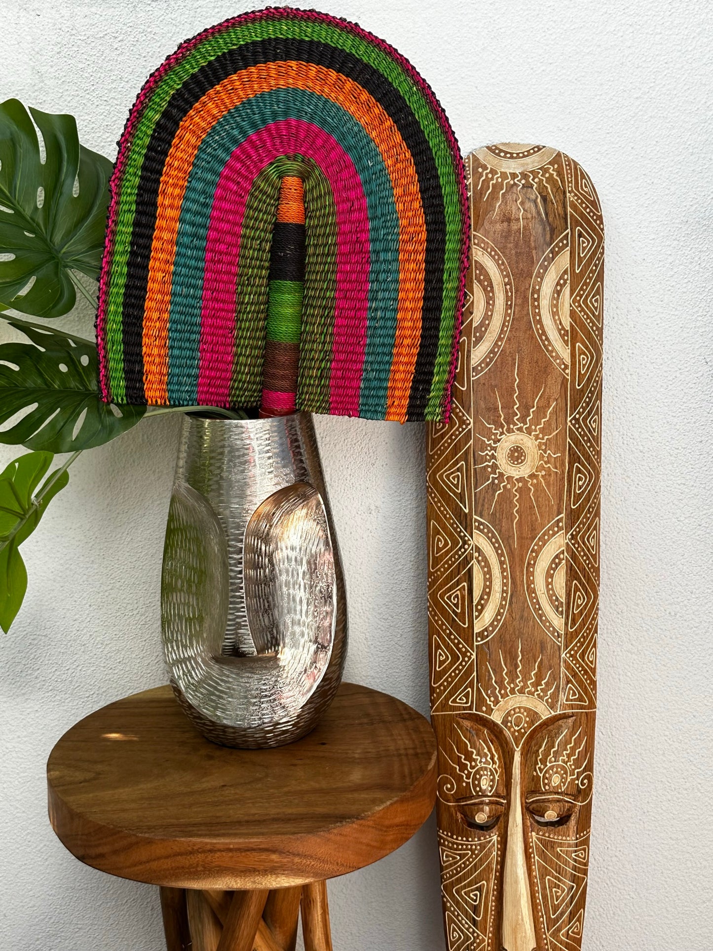 Teal Orange Green Woven Fan