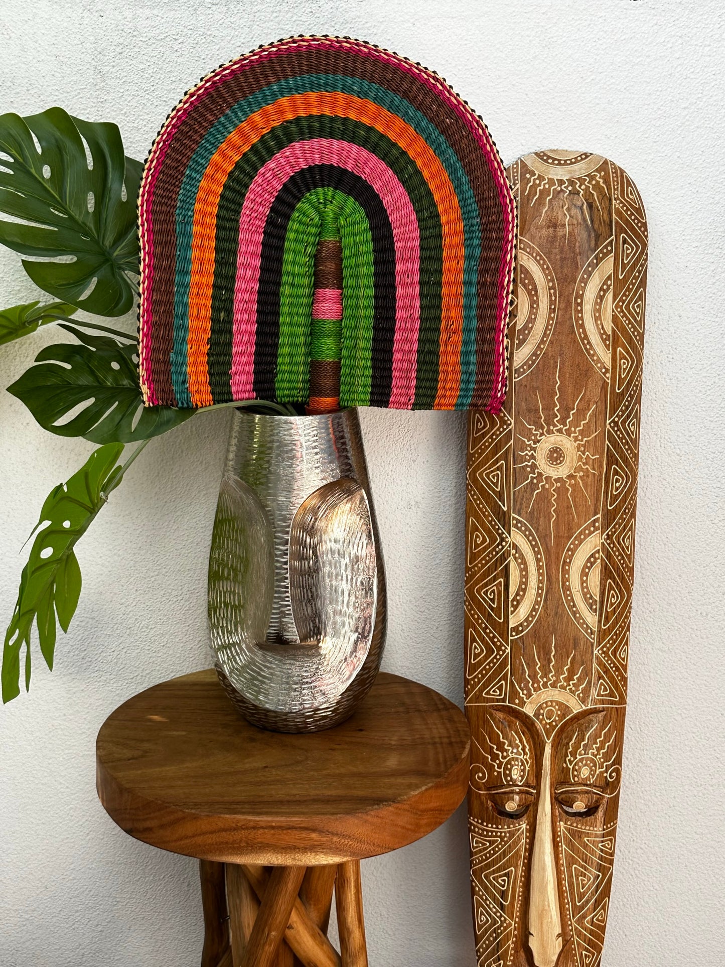 Pink Orange Green Woven Fan