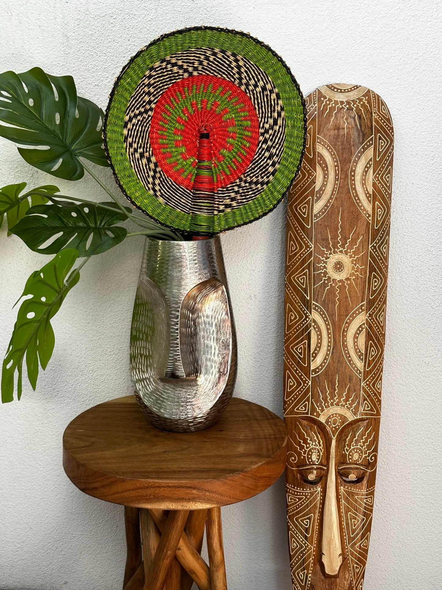 Green Orange Circle Woven Fan