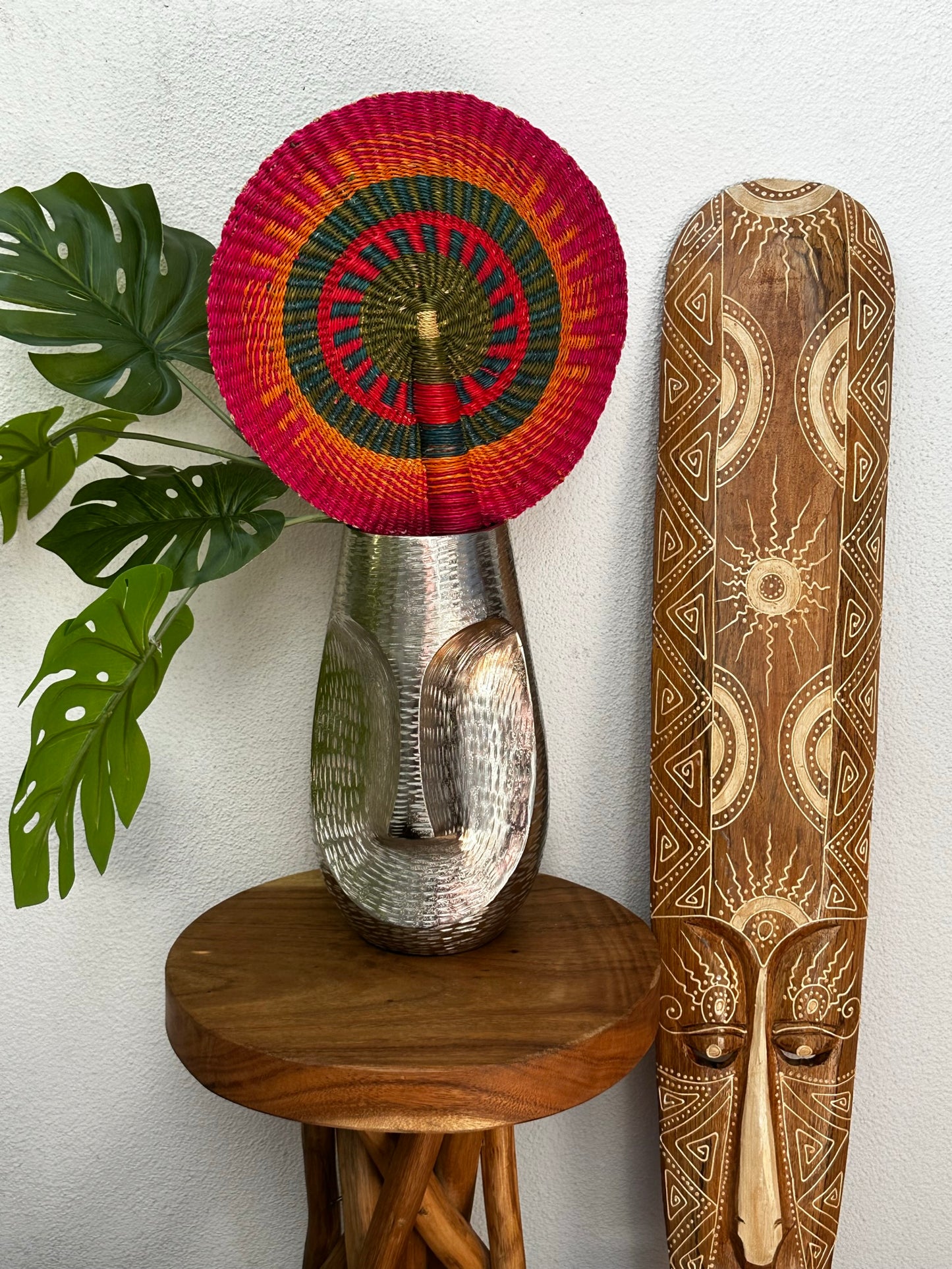 Pink Orange Circle Woven Fan