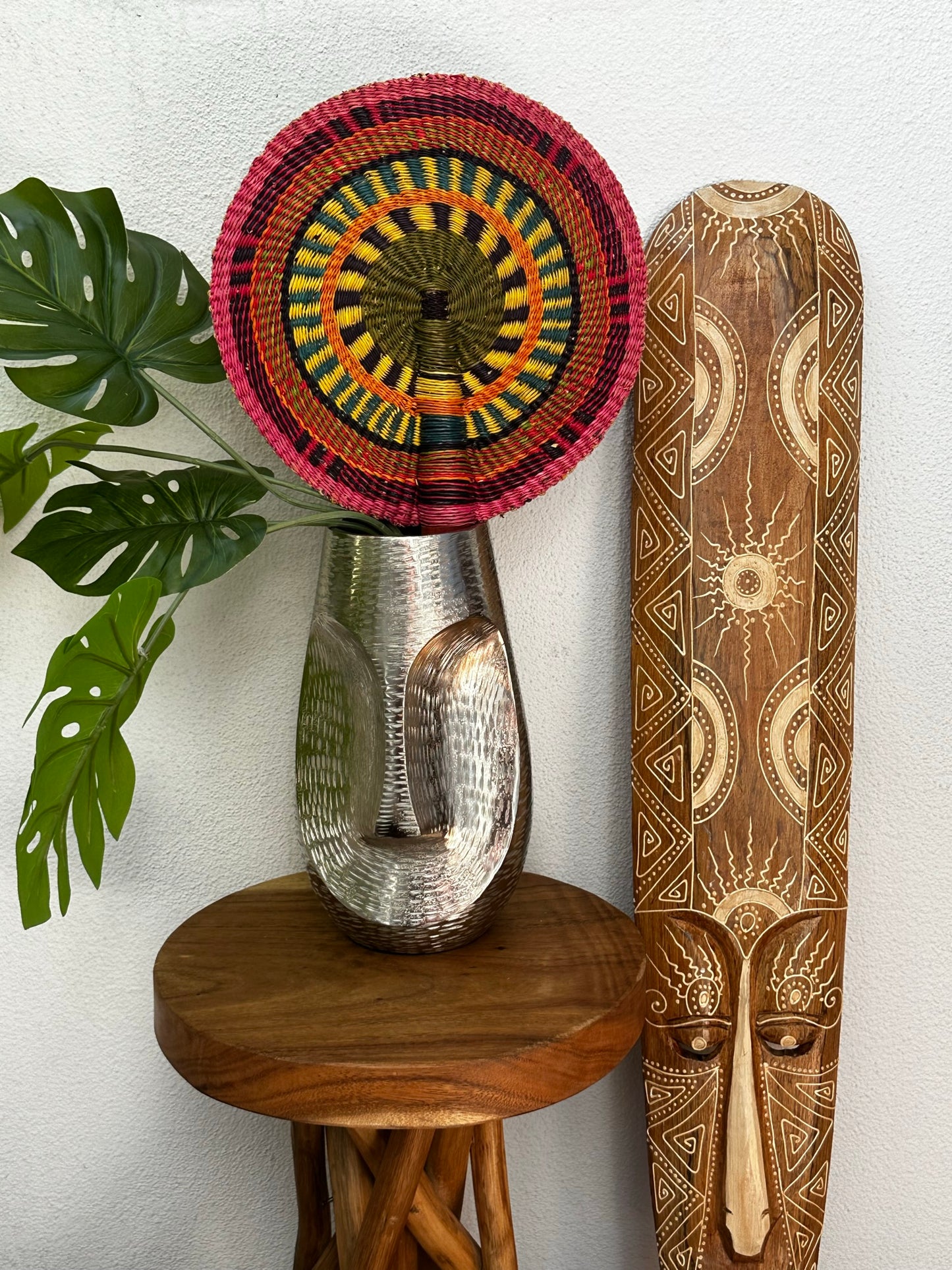 Pink Colorful Circle Woven Fan
