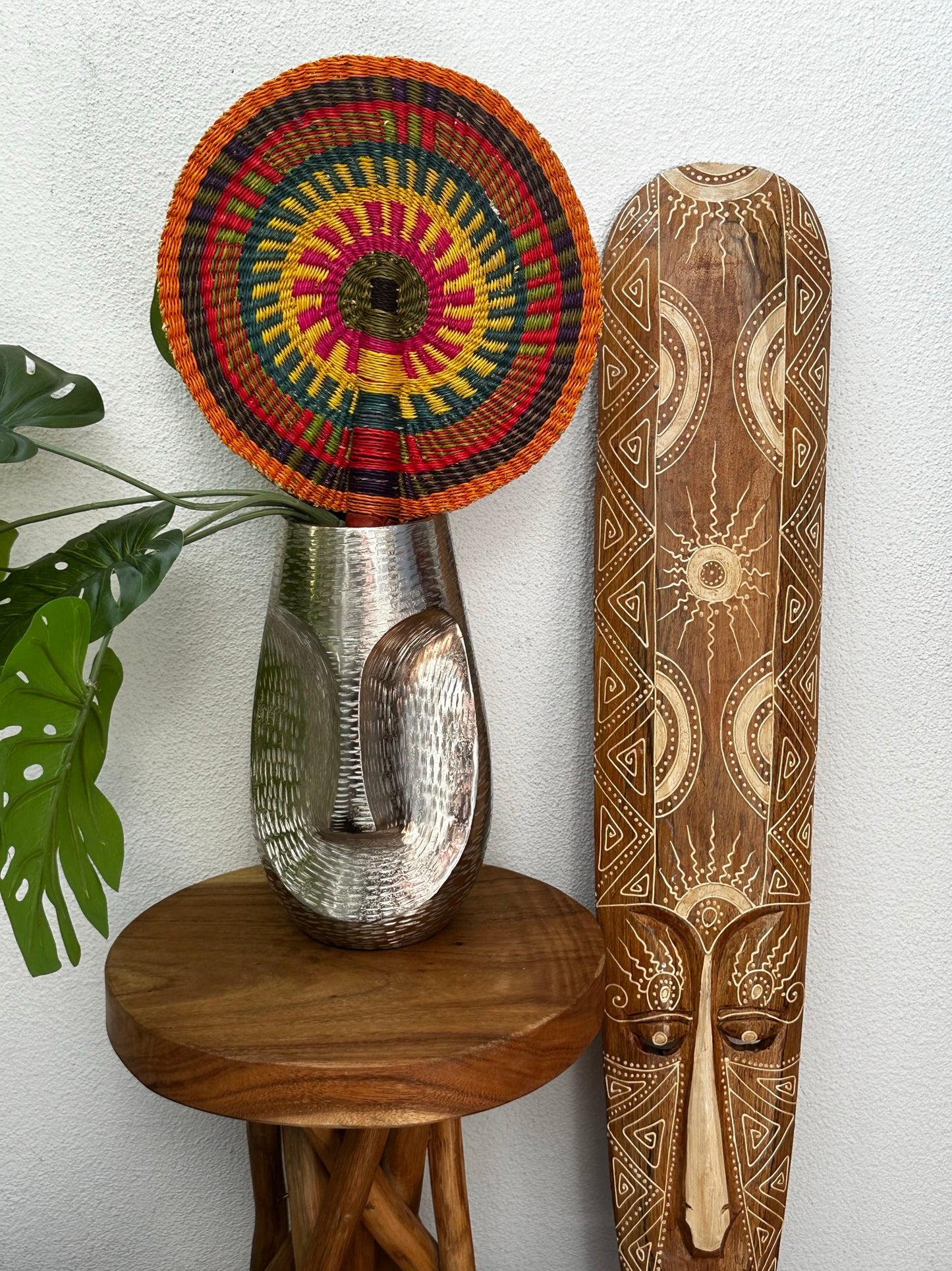 Yellow Orange Colorful Circle Woven Fan