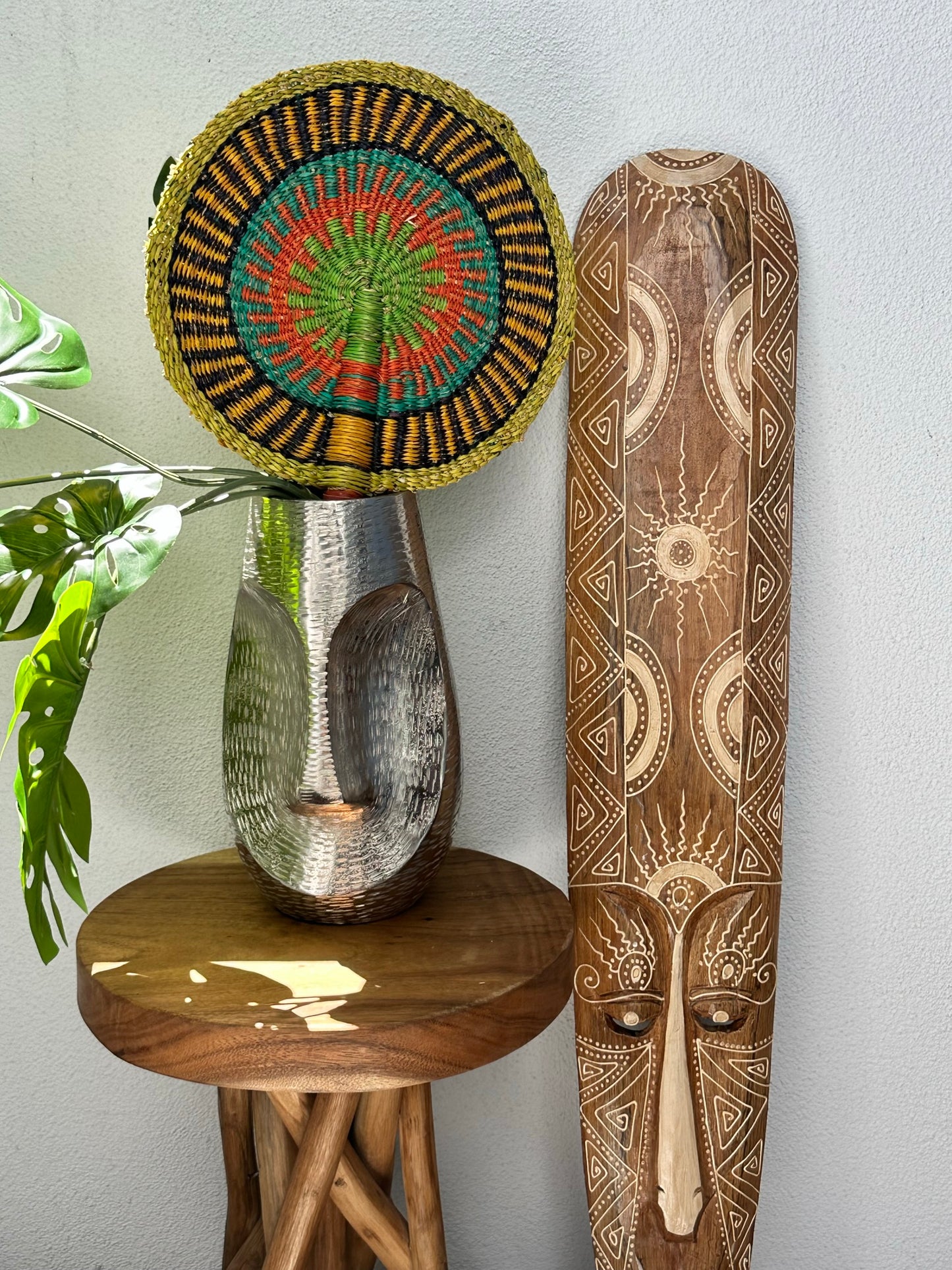 Green Yellow Circle Woven Fan