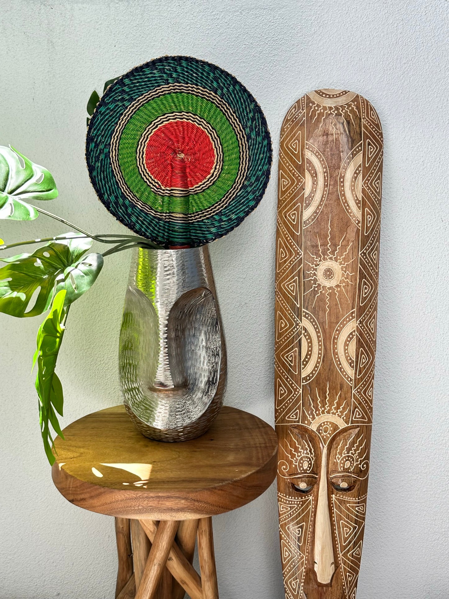 Green Orange Circle Woven Fan