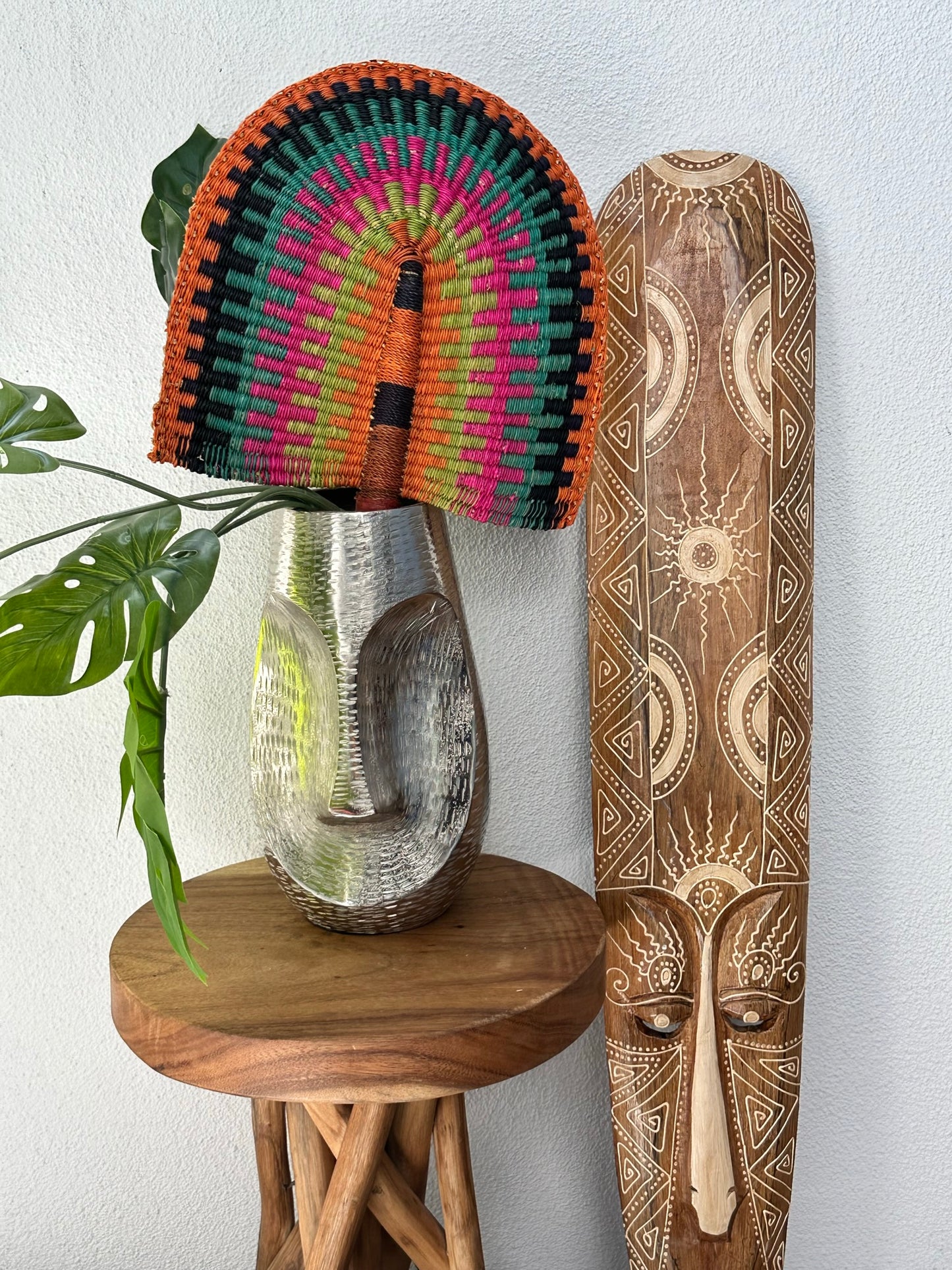 Orange Pink Teal Woven Fan