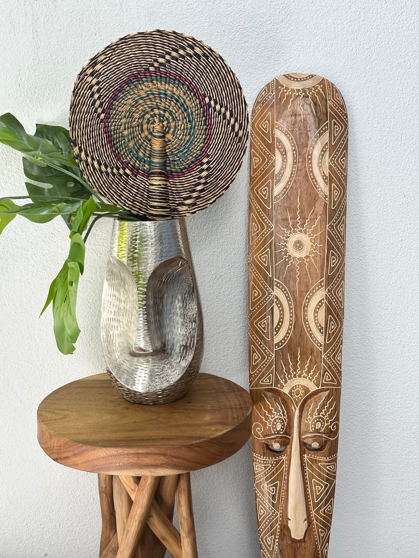 Natural Colorful Circle Woven Fan