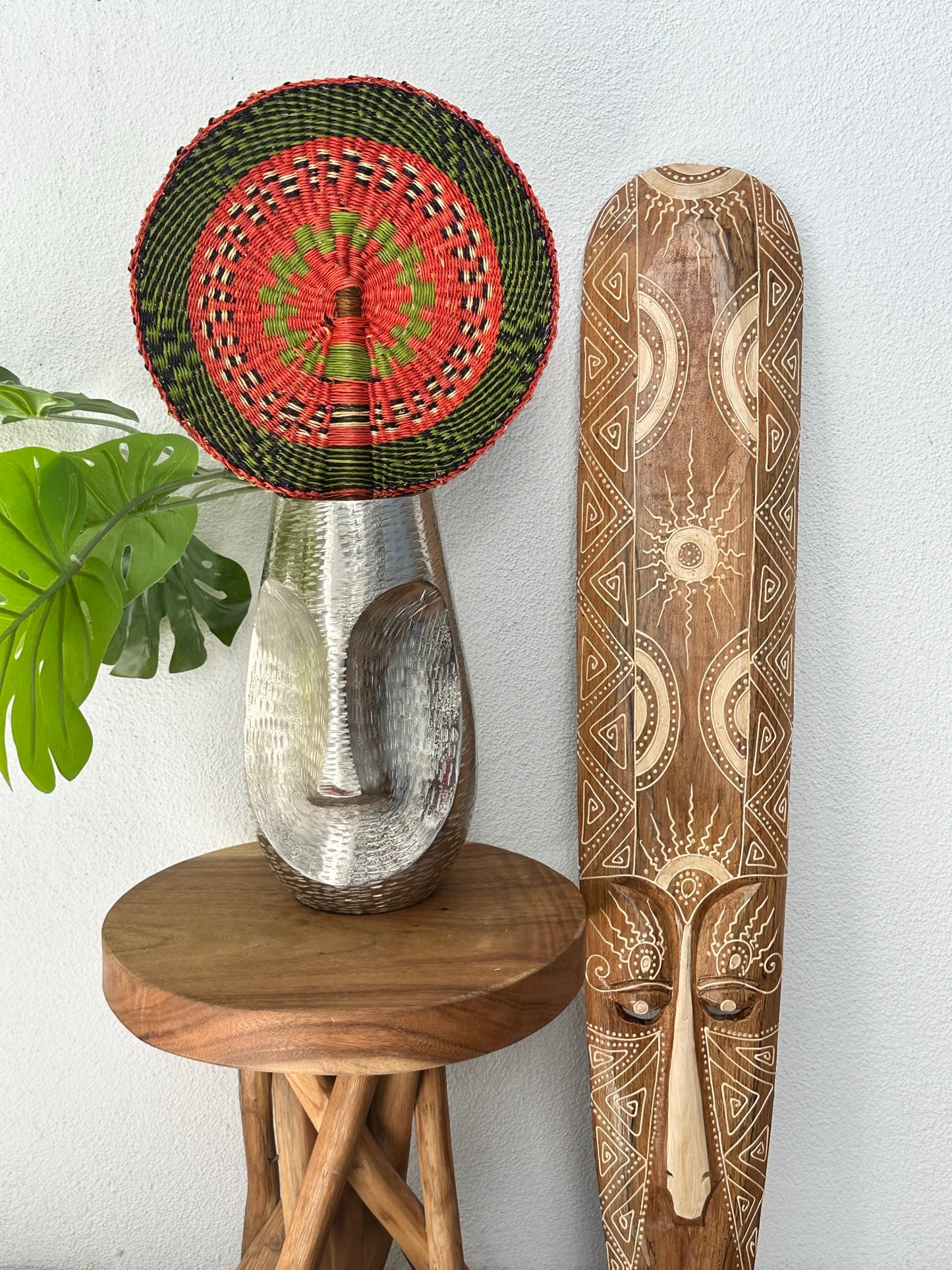 Green Orange Circle Woven Fan