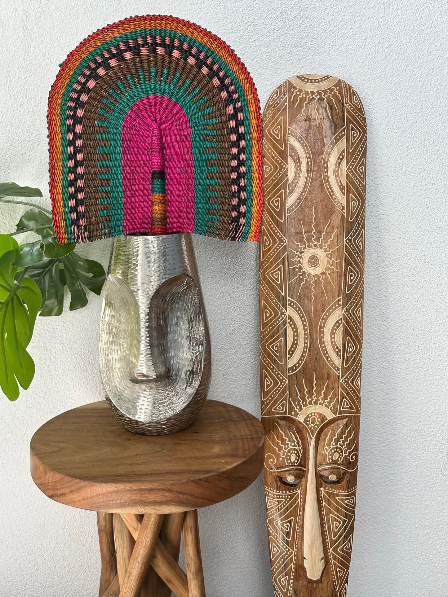 Pink Teal Woven Fan