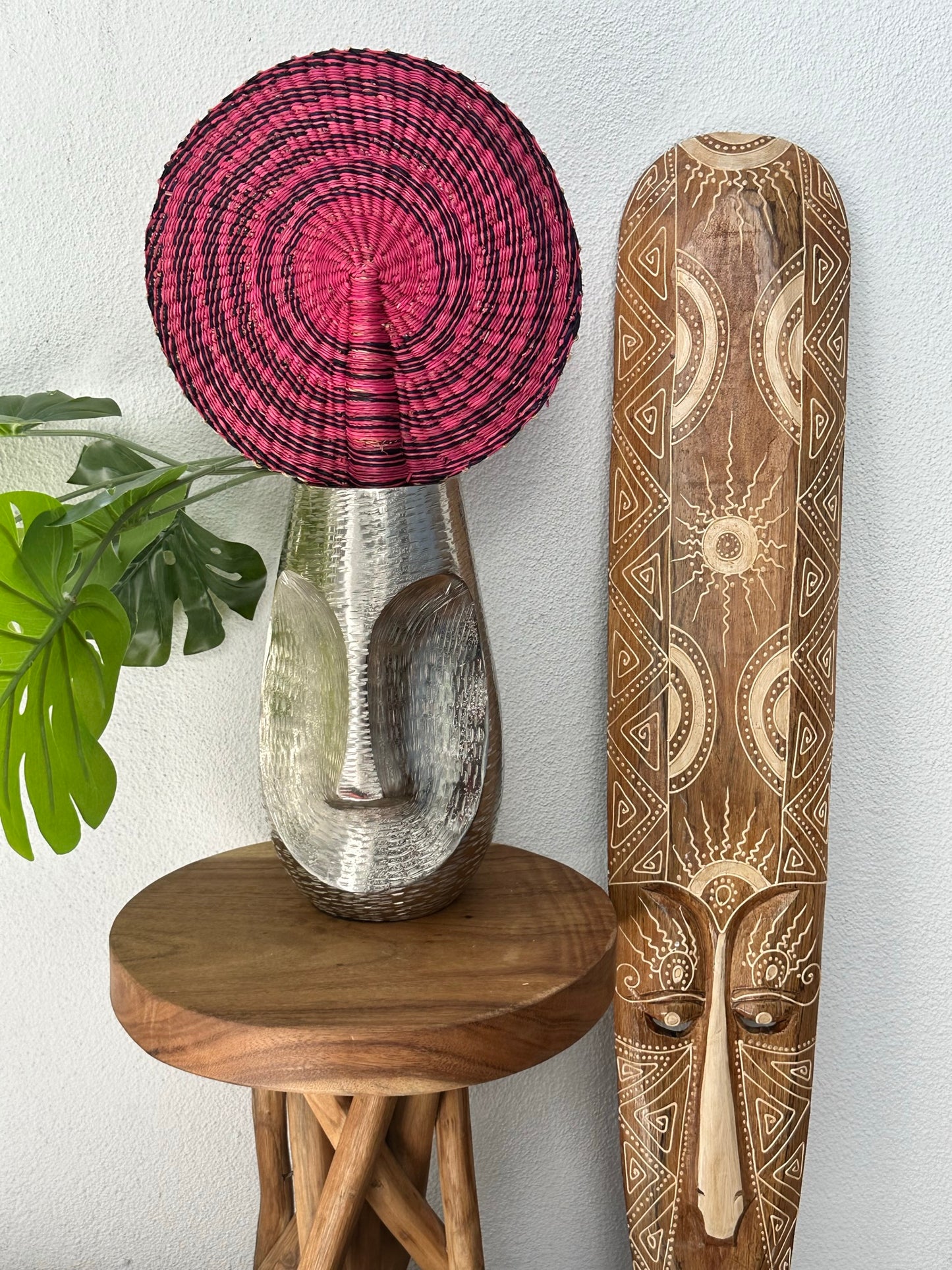 Pink Circle Woven Fan
