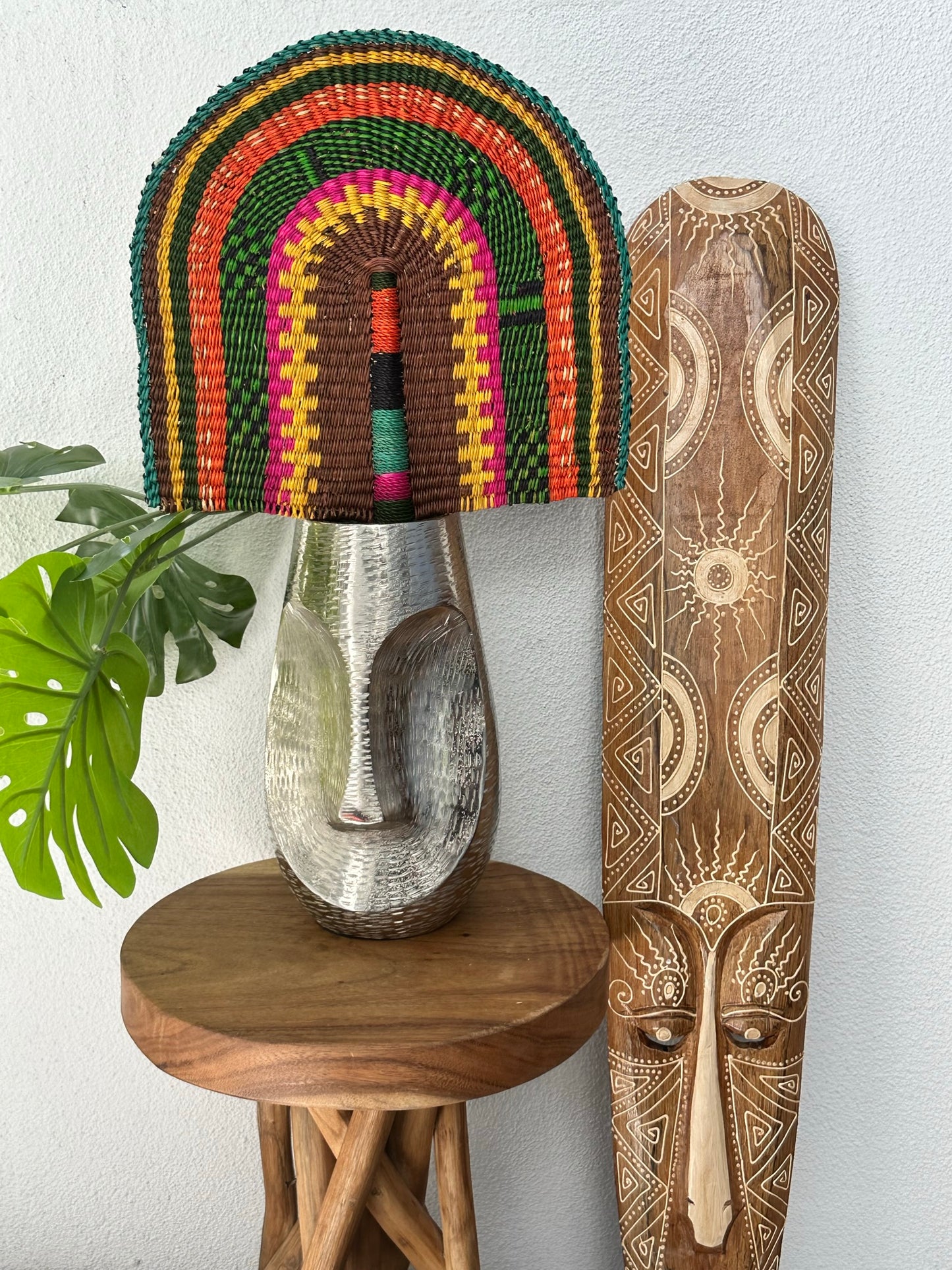 Brown Yellow Green Woven Fan