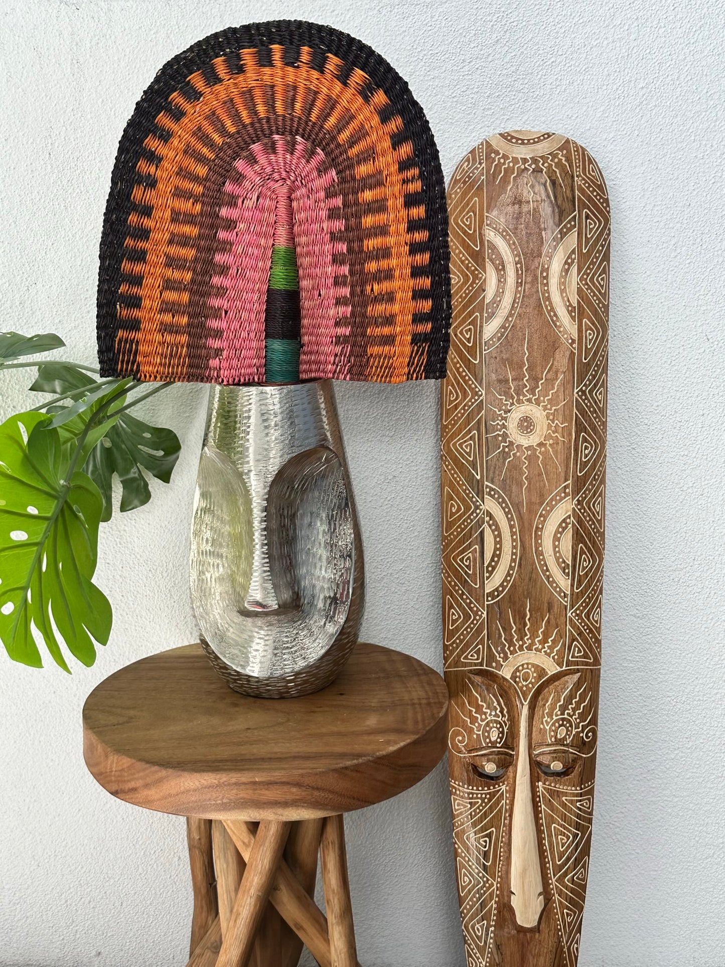 Orange Brown Pink Woven Fan