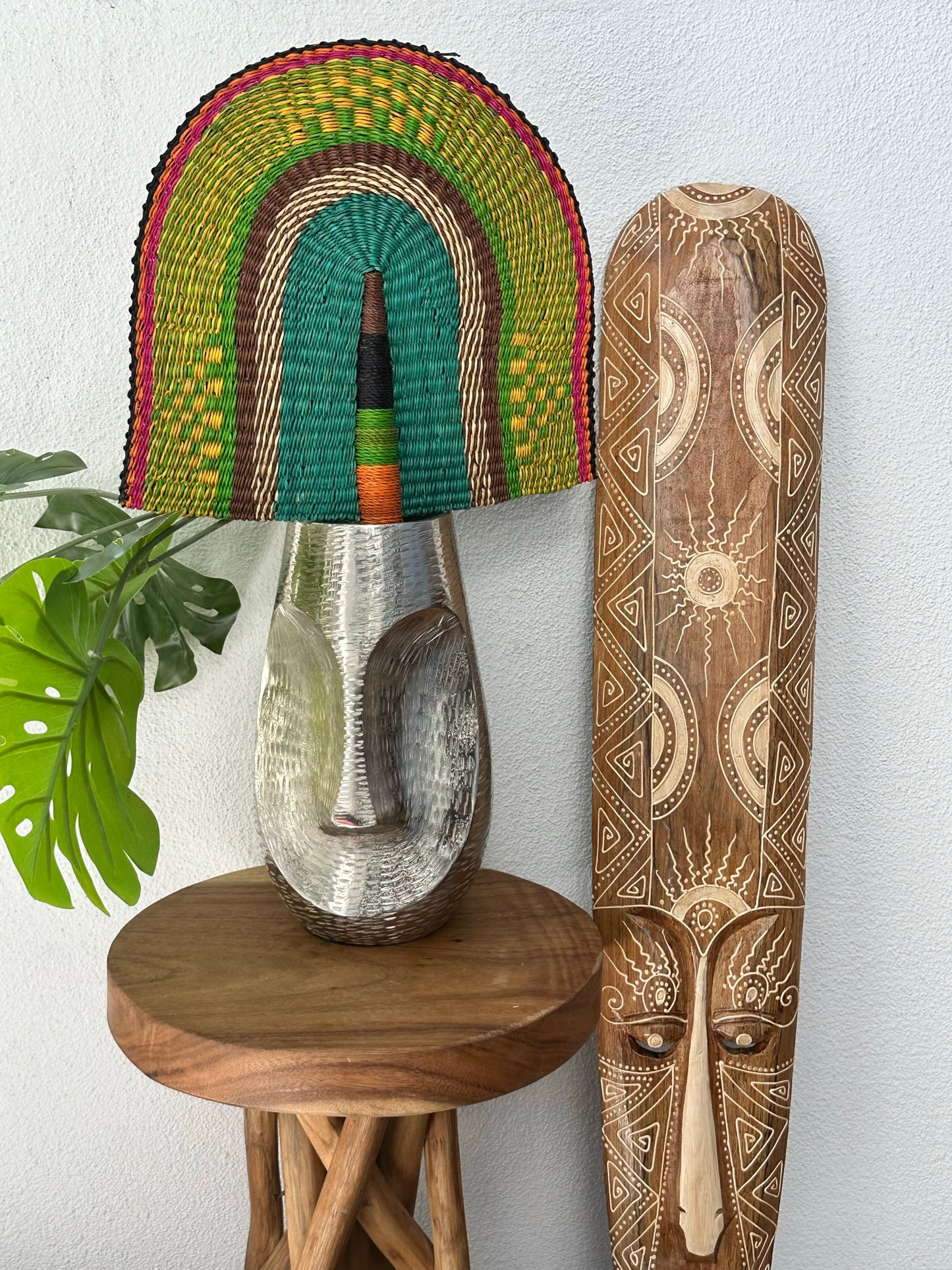 Teal Green Yellow Woven Fan