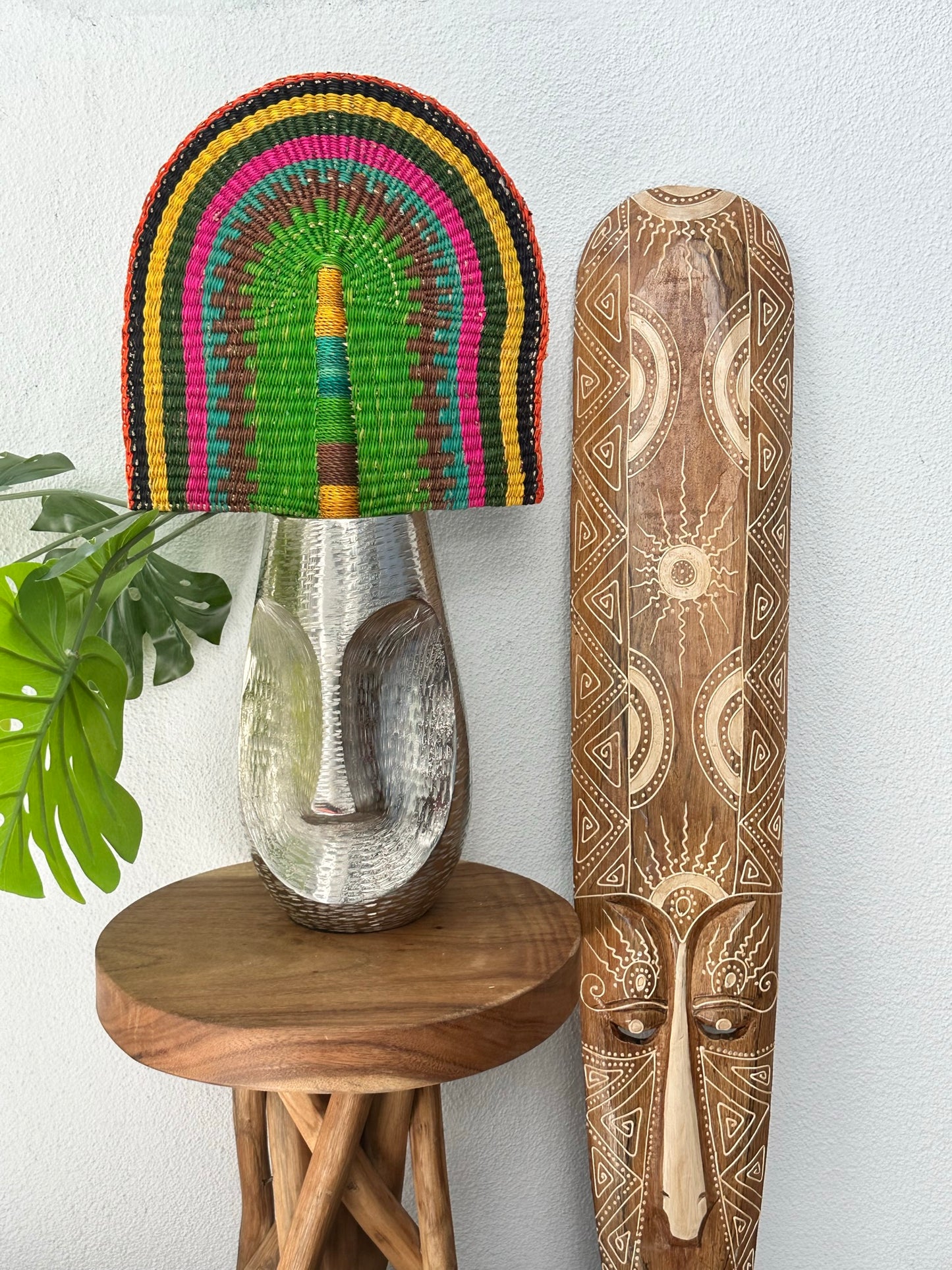 Green Colorful Woven Fan
