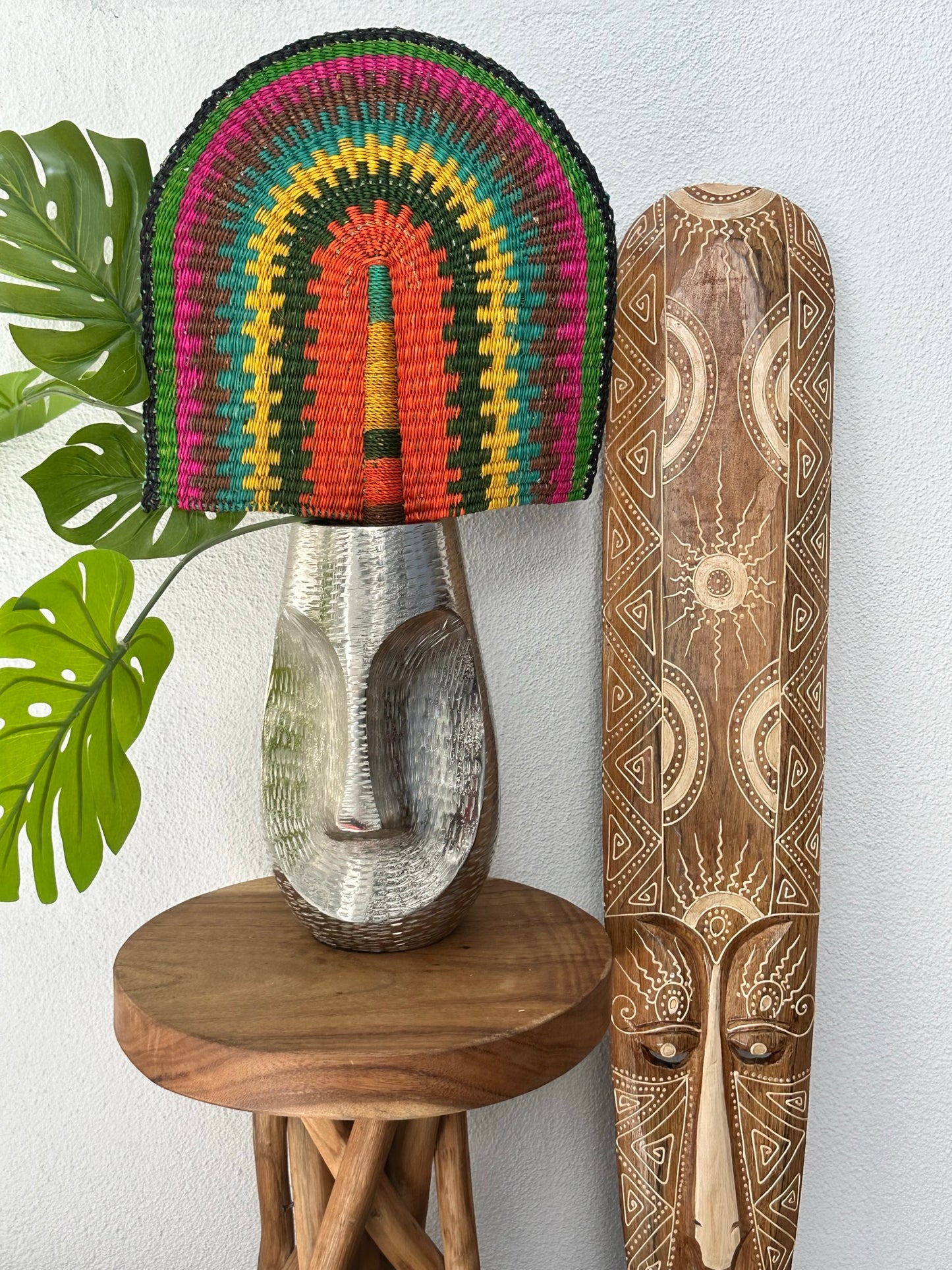 Orange Yellow Pink Woven Fan