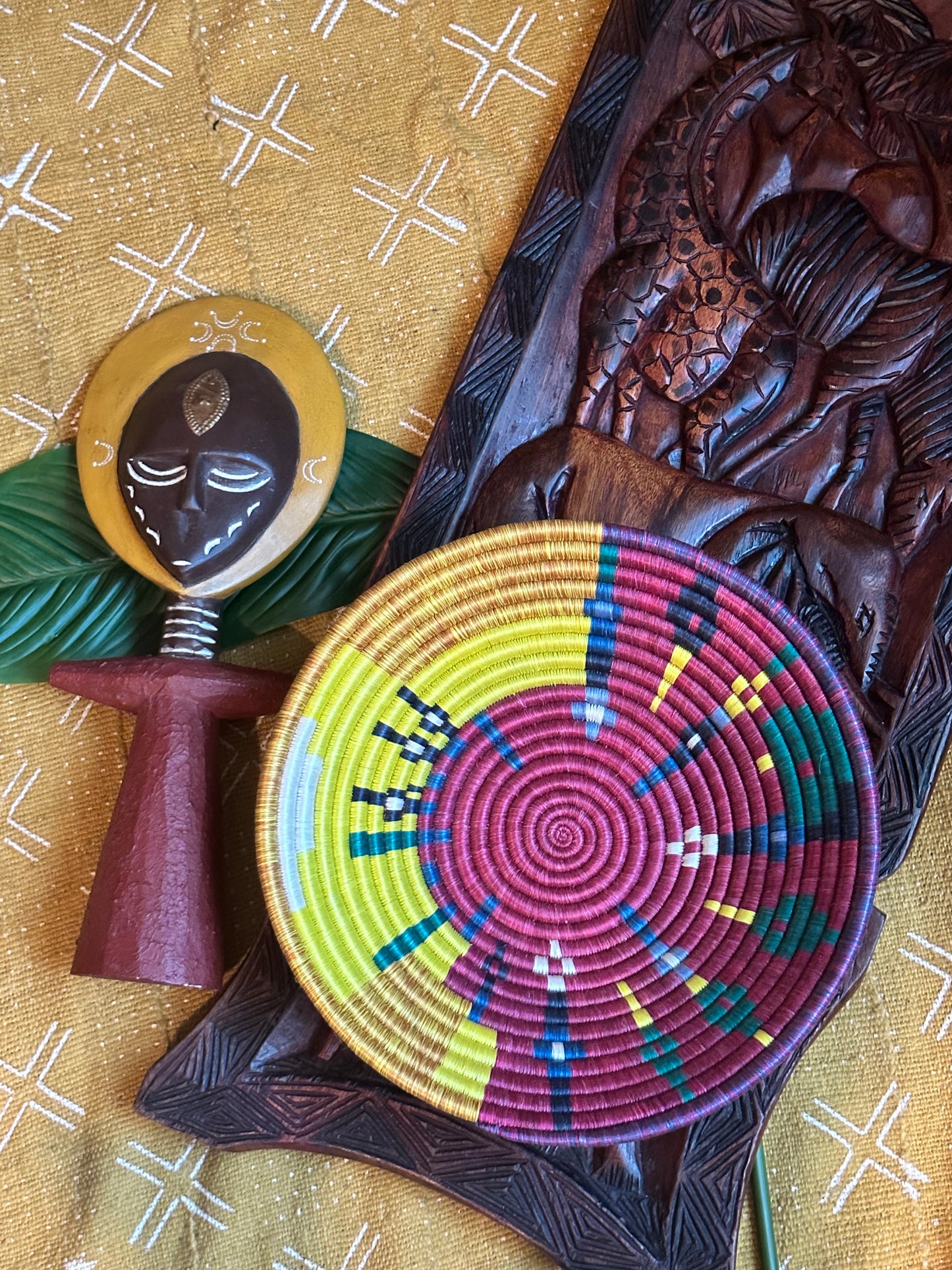 Crimson Garden Symphony Woven African Basket