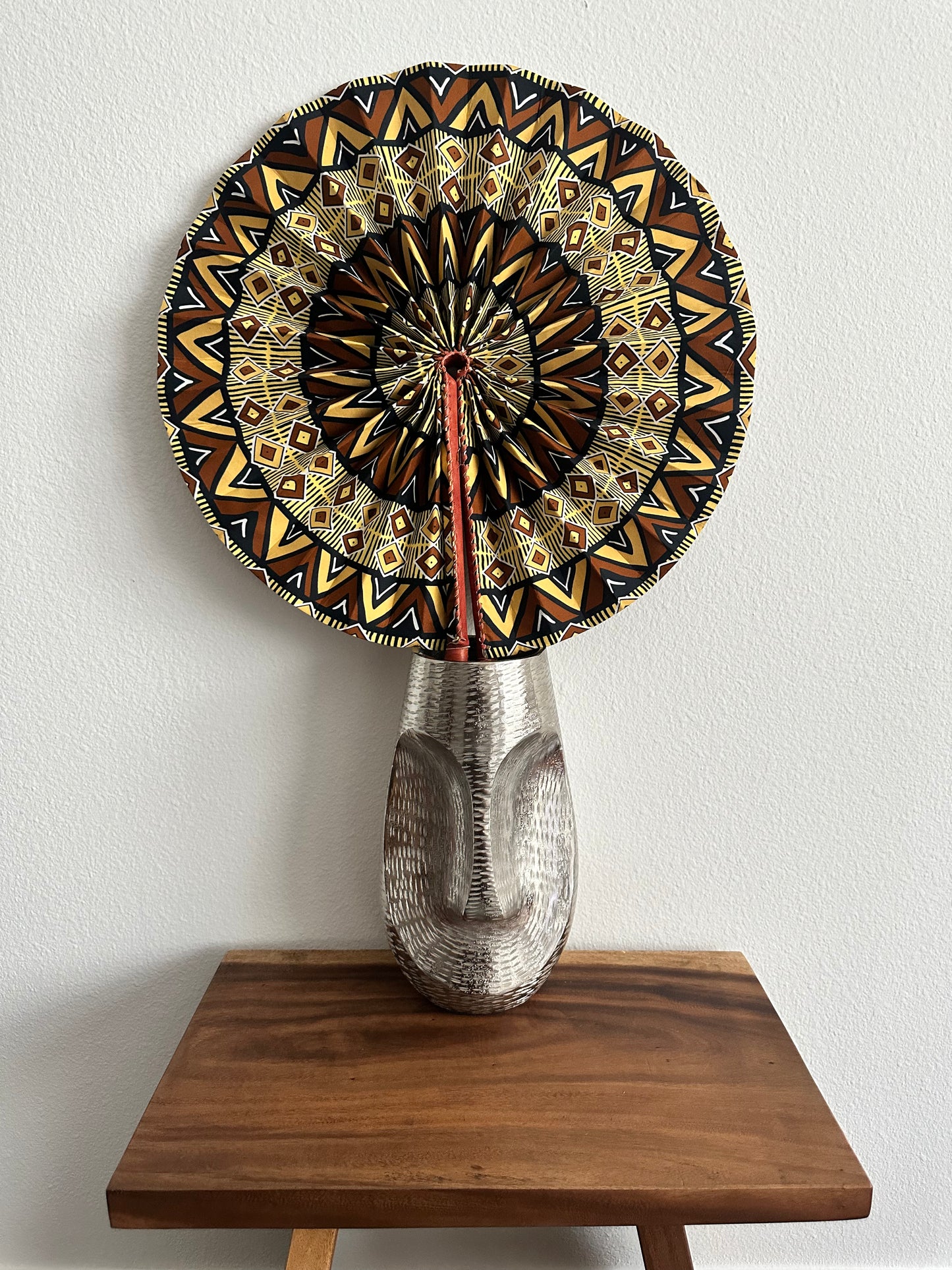 Brown Jumbo Ankara Folding Fan