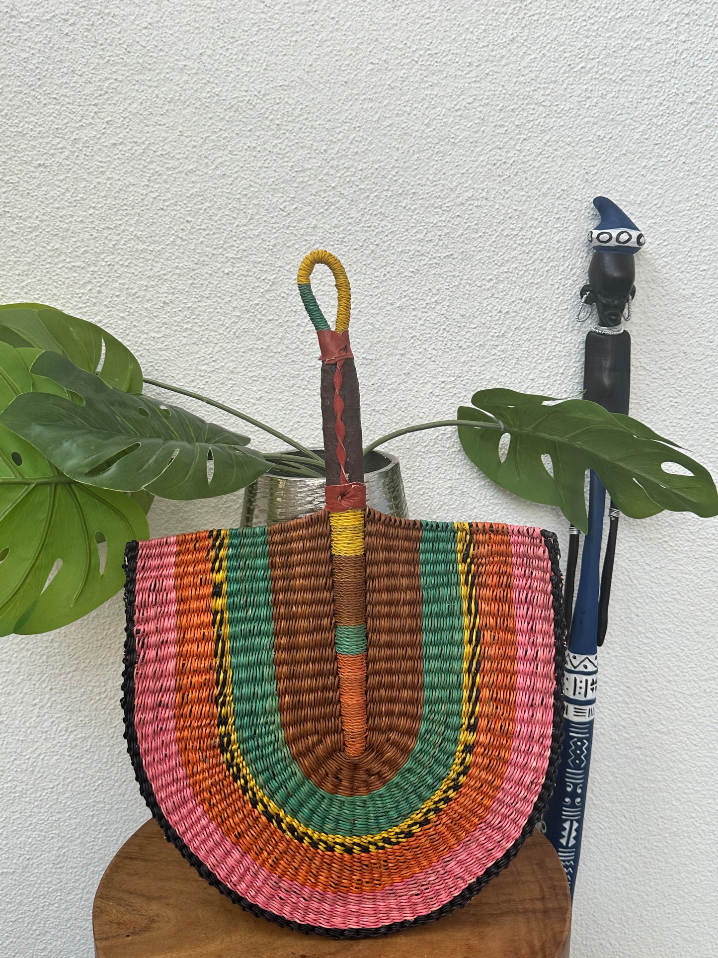 Brown Teal Woven Fan
