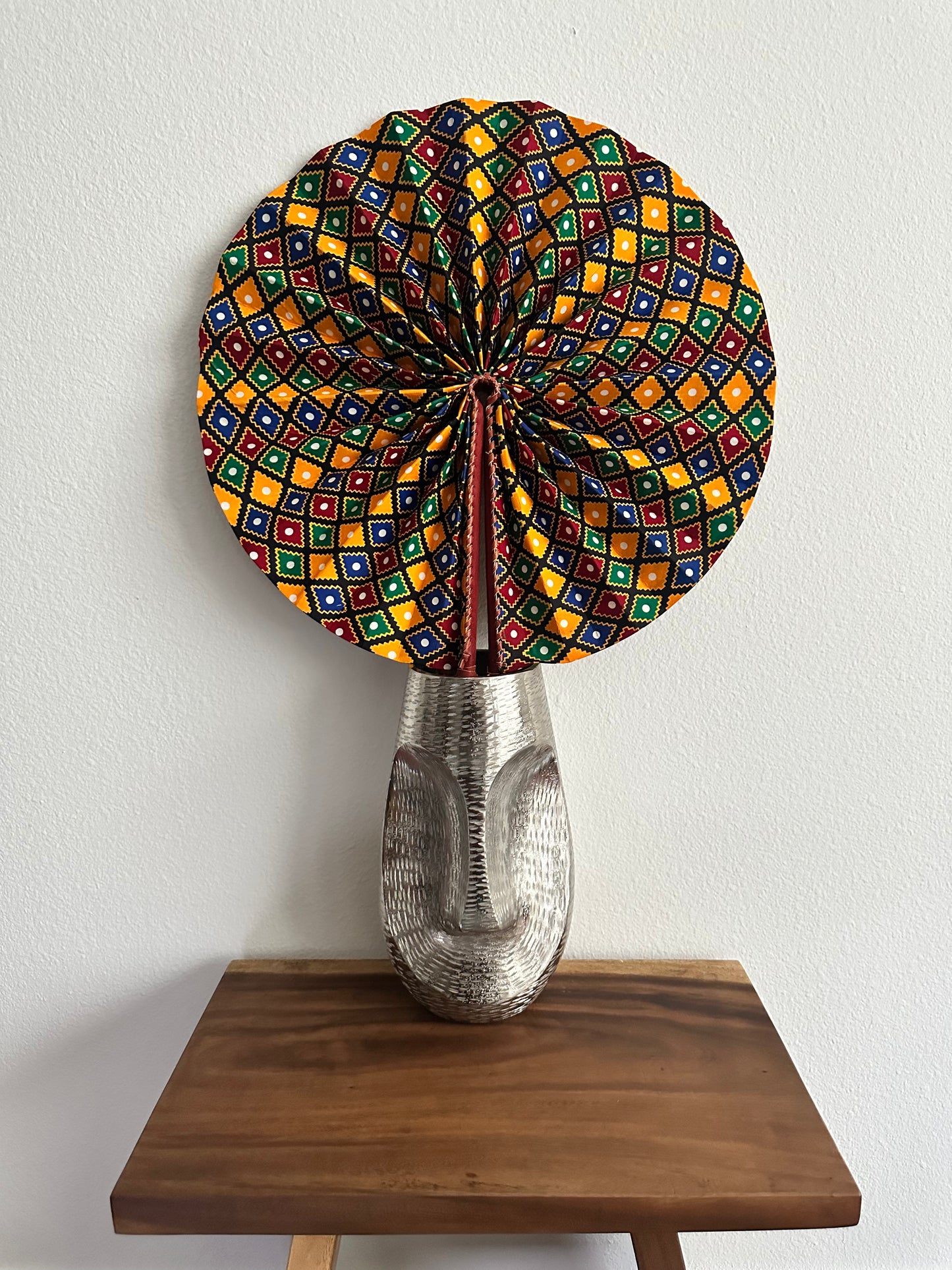 Yellow Blue Red Green Jumbo Ankara Folding Fan