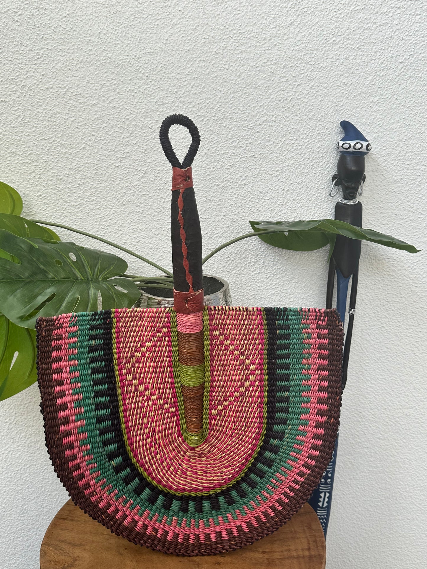 Pink Brown Woven Fan