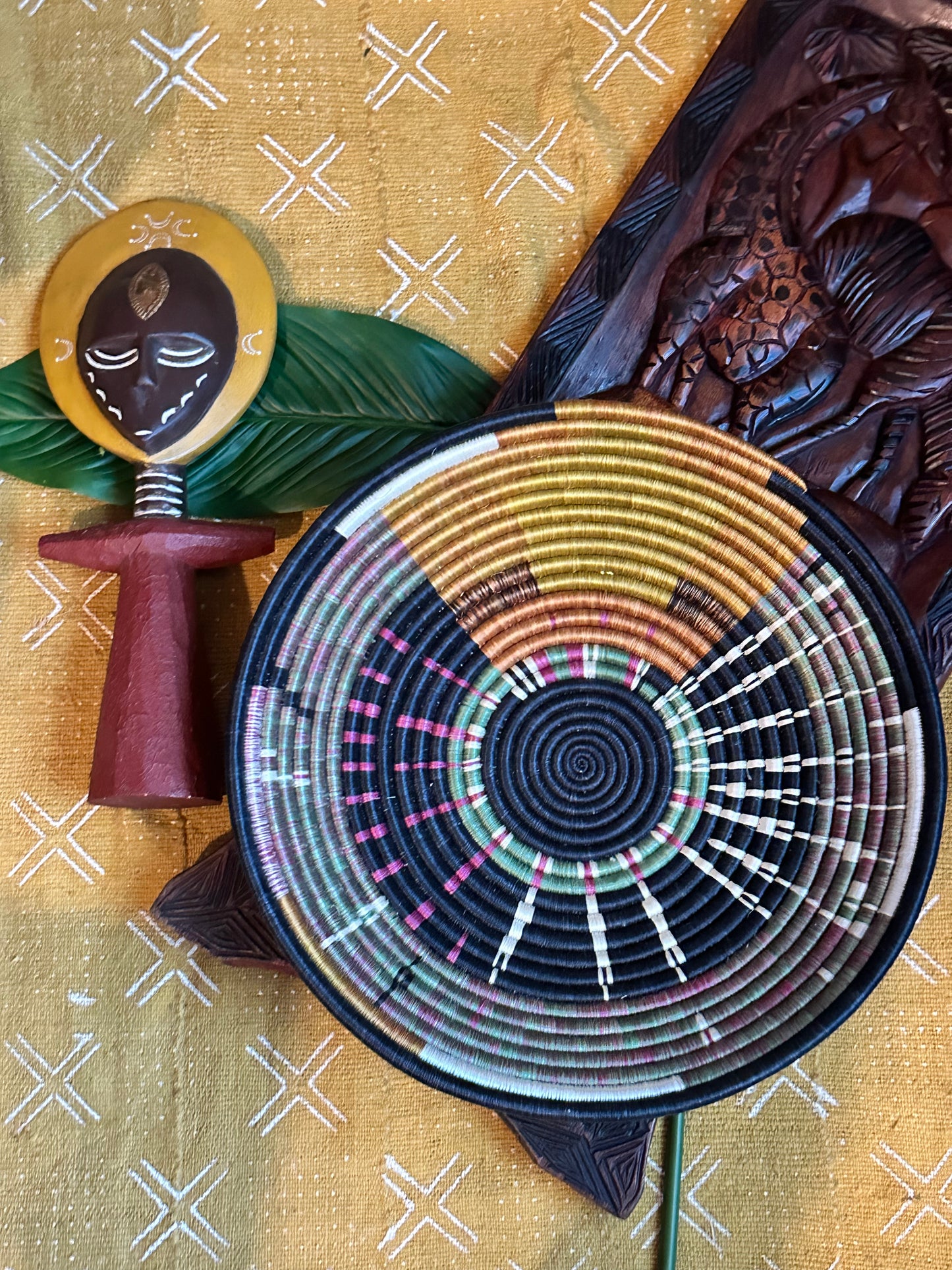 Large Peacock Melody Woven African Basket