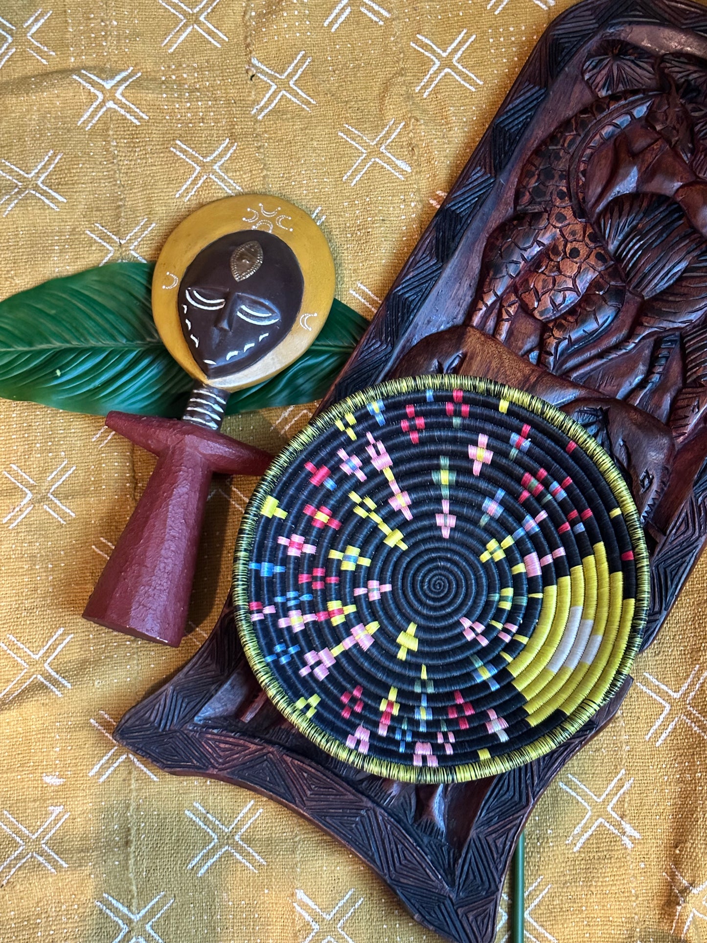 Midnight Garden Bloom Woven African Basket