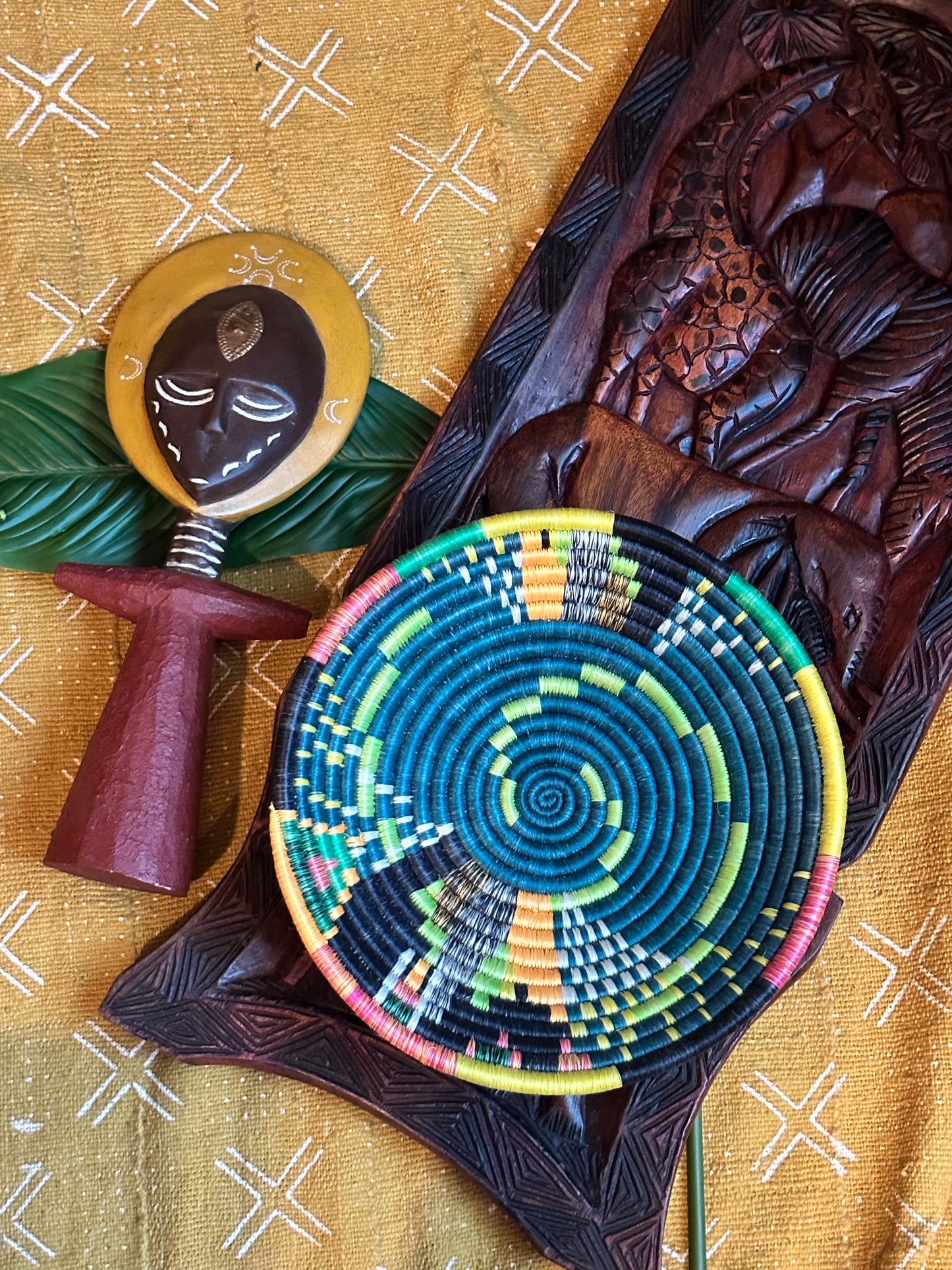 KaleidoGlow Woven African Basket