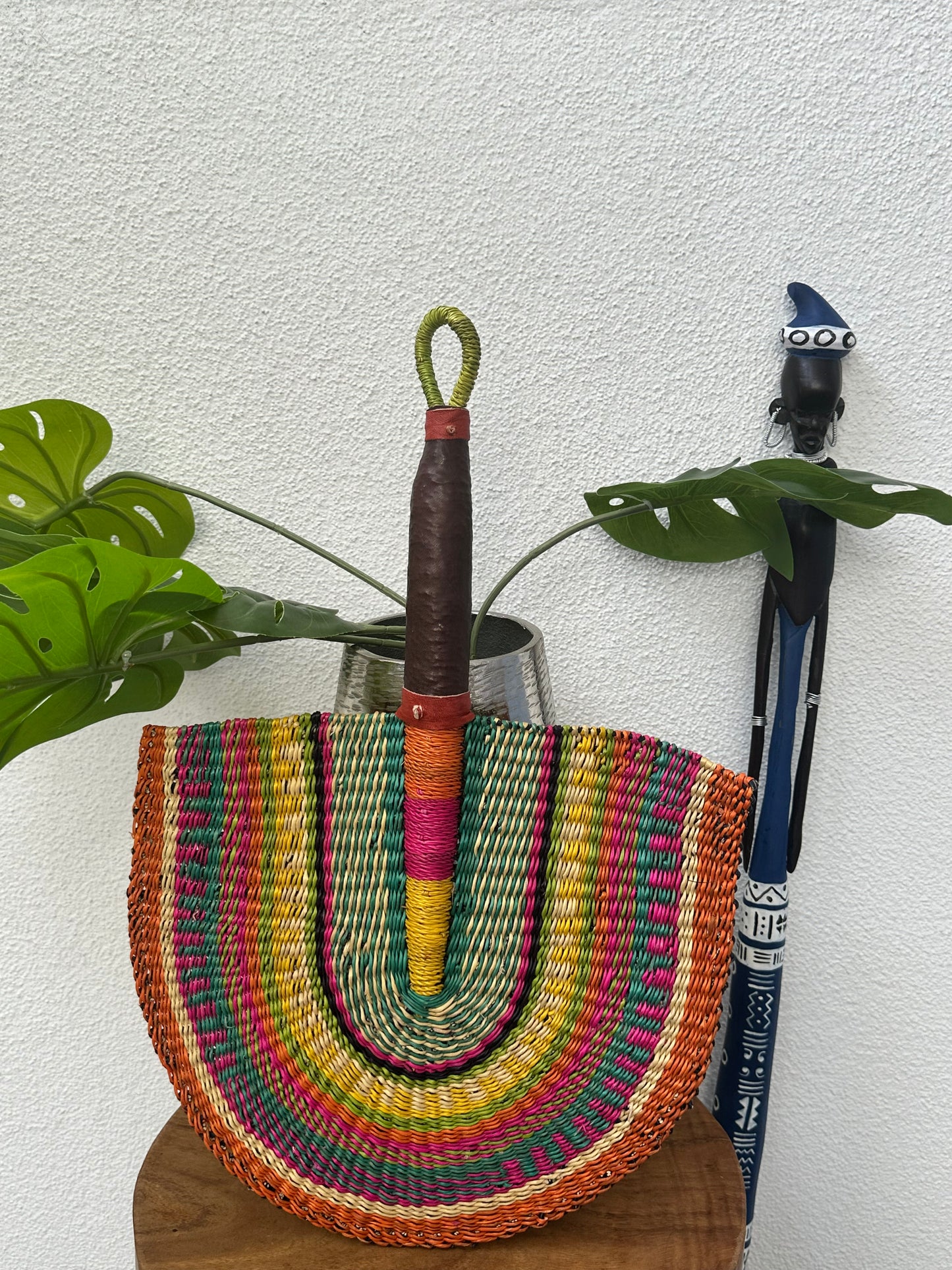 Orange Colorful Woven Fan