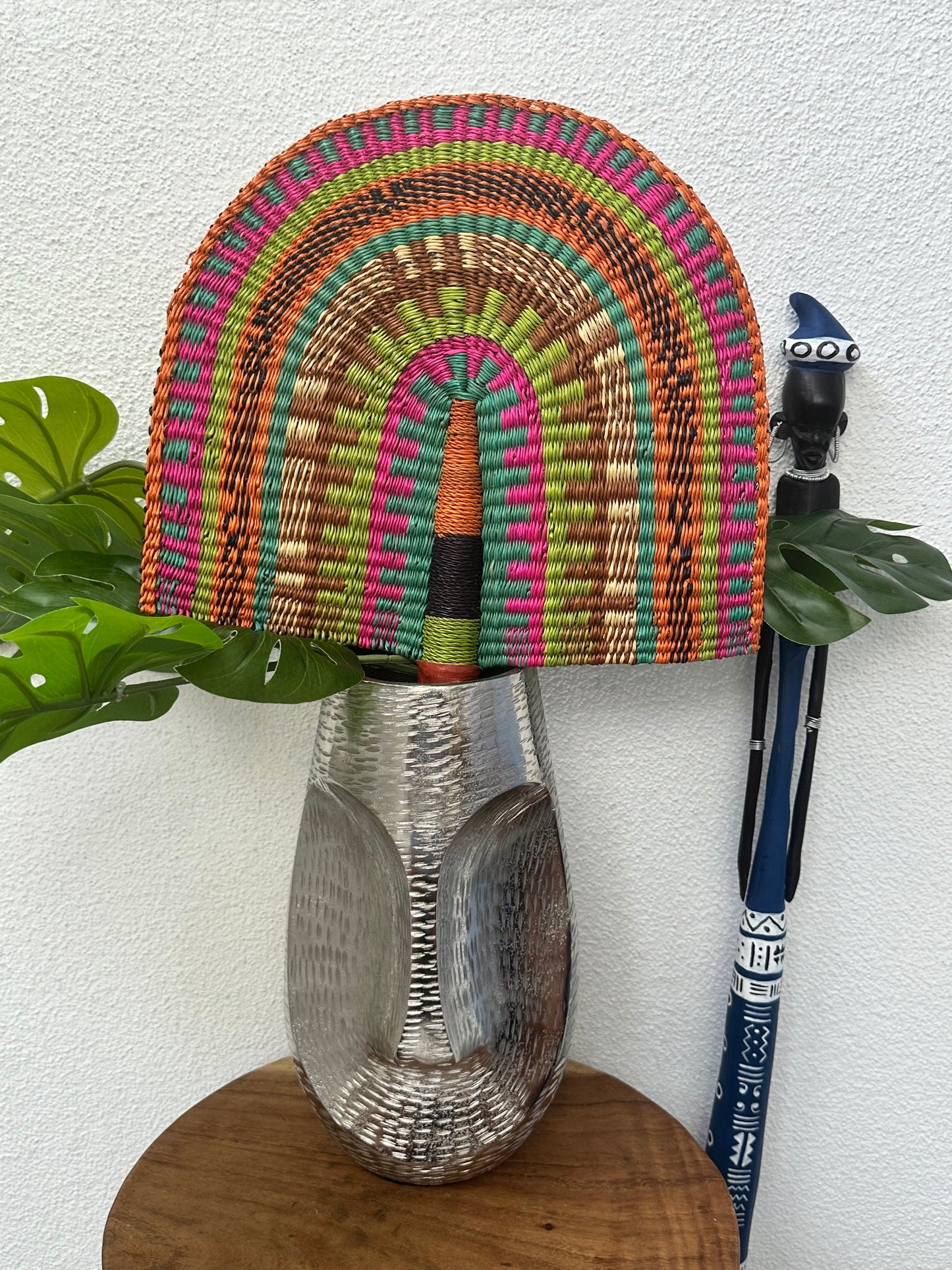 Turquoise Orange Woven Fan