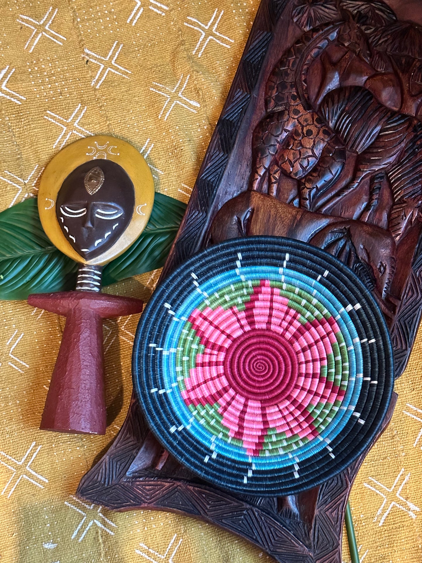 Roseate Dreamscape Woven African Basket