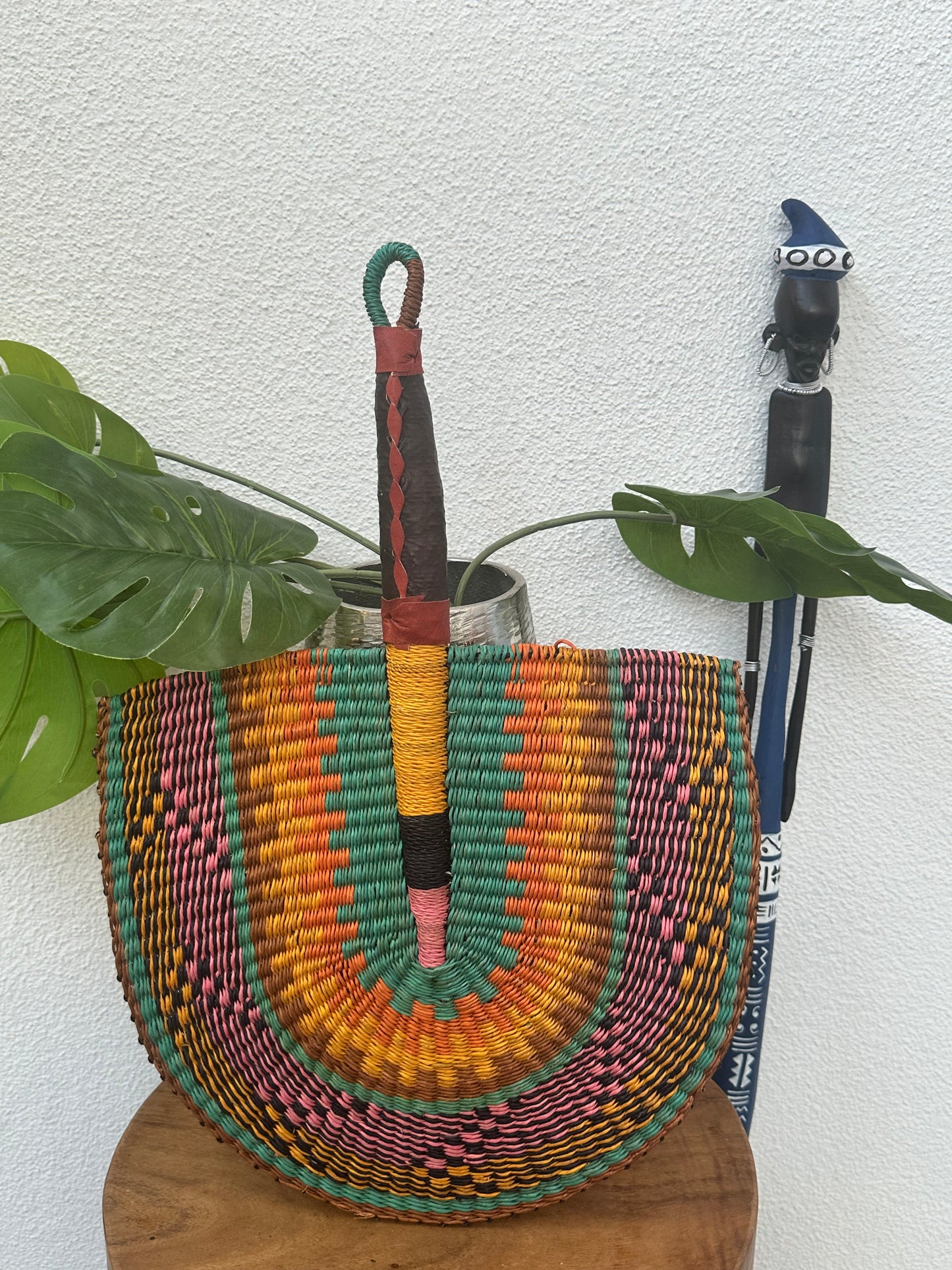 Pink Black Yellow Woven Fan