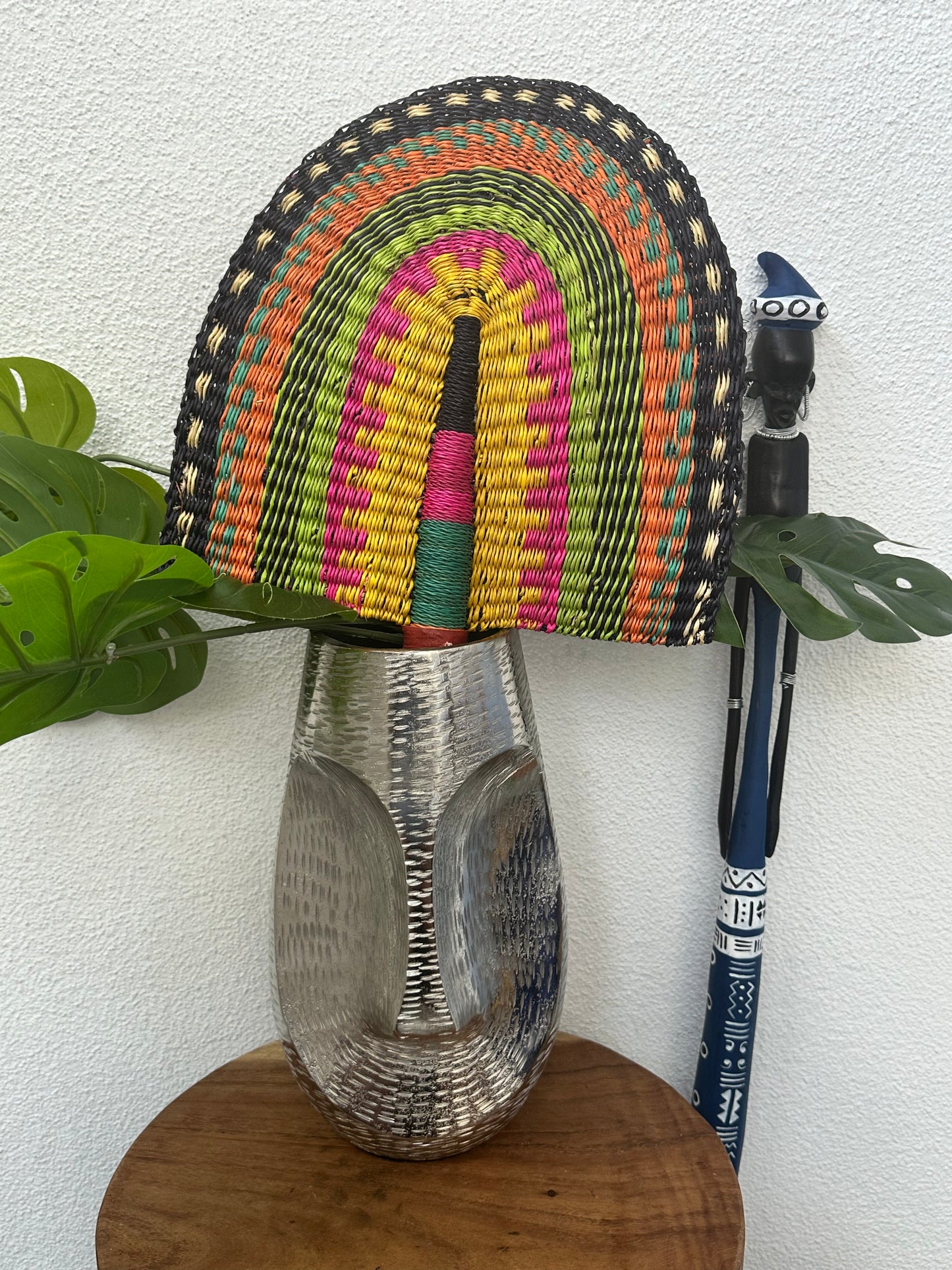 Yellow Pink Green Woven Fan