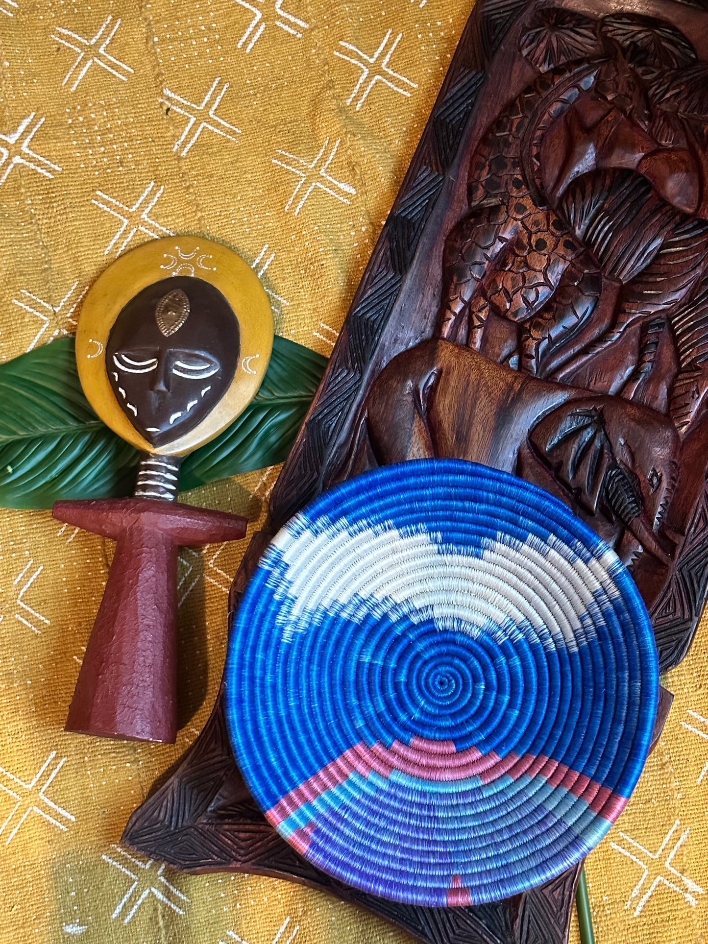 Blue Blissful Woven African Basket