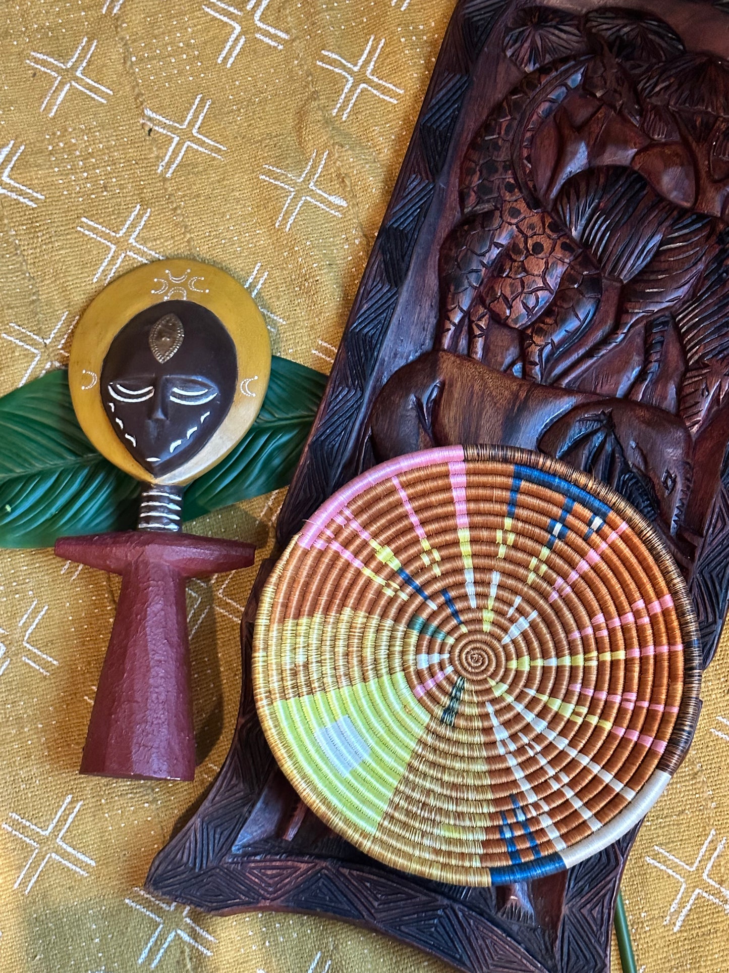 Sunset Kaleidoscope Woven African Basket