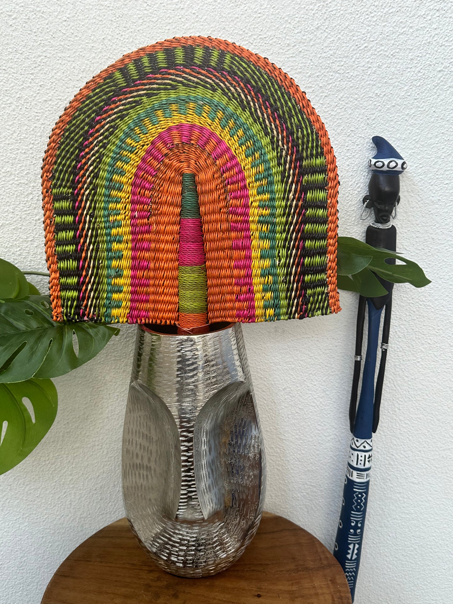 Green Colorful Woven Fan