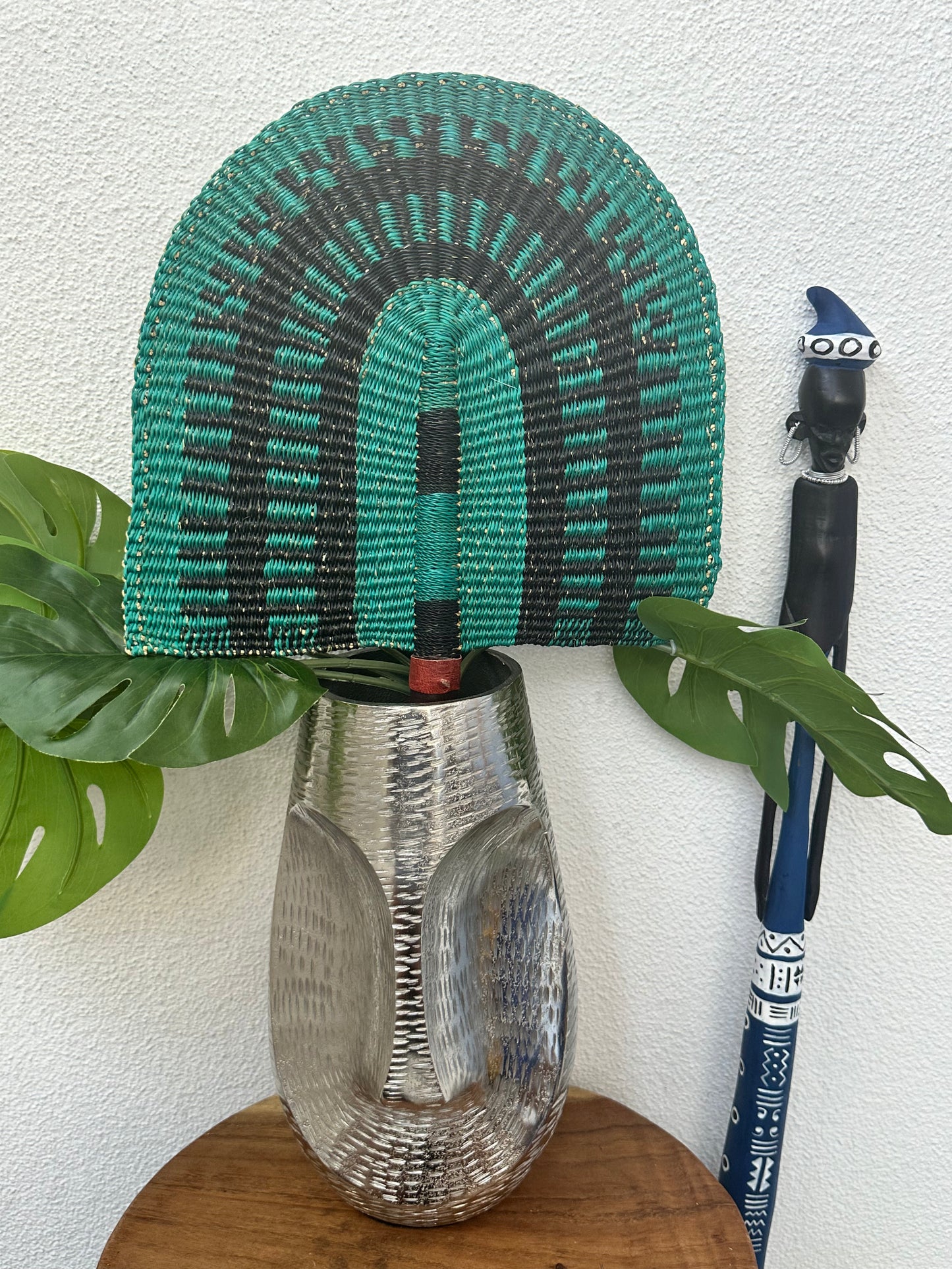 Teal Woven Fan