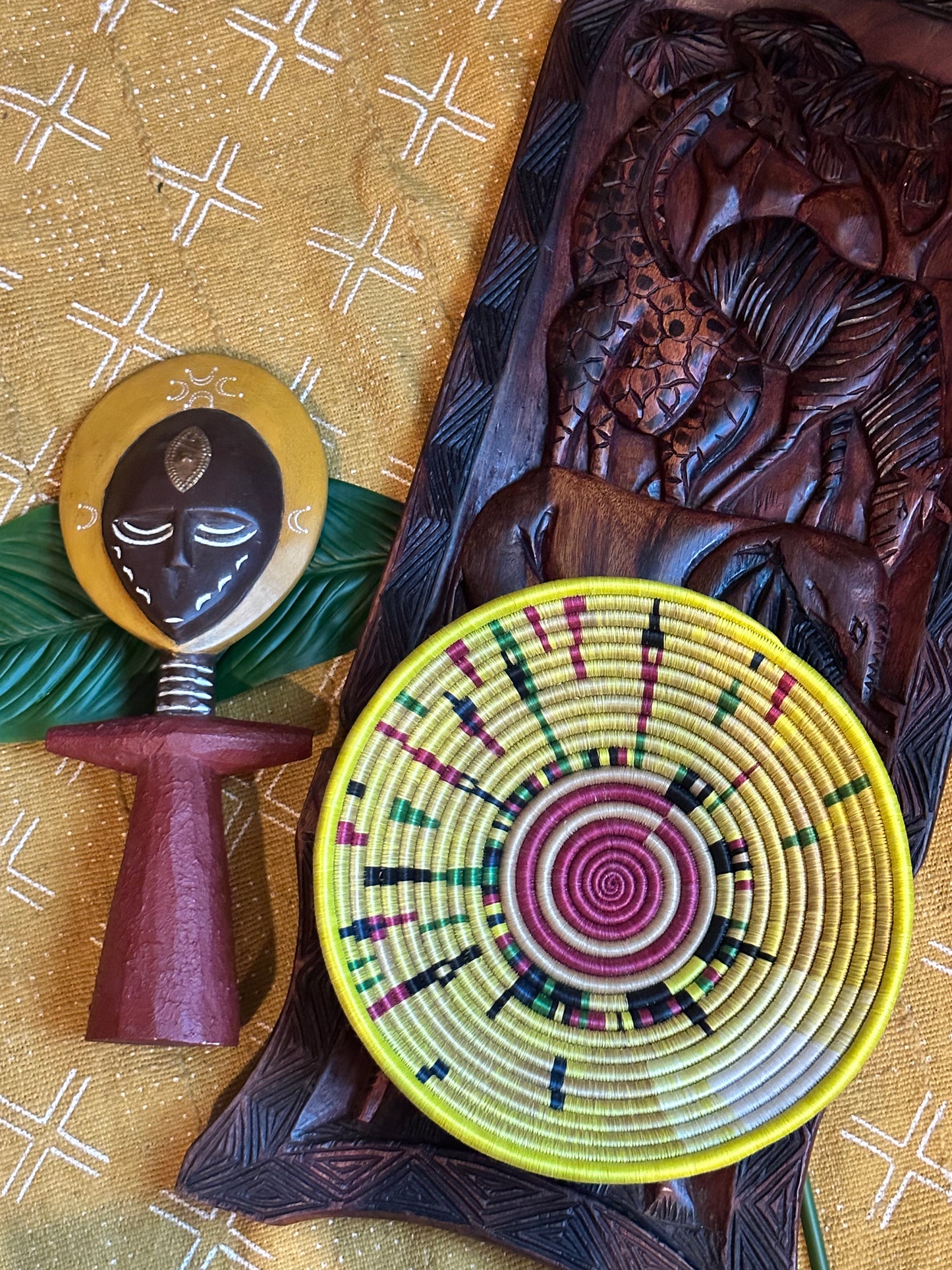 Luminous Blossom Woven African Basket