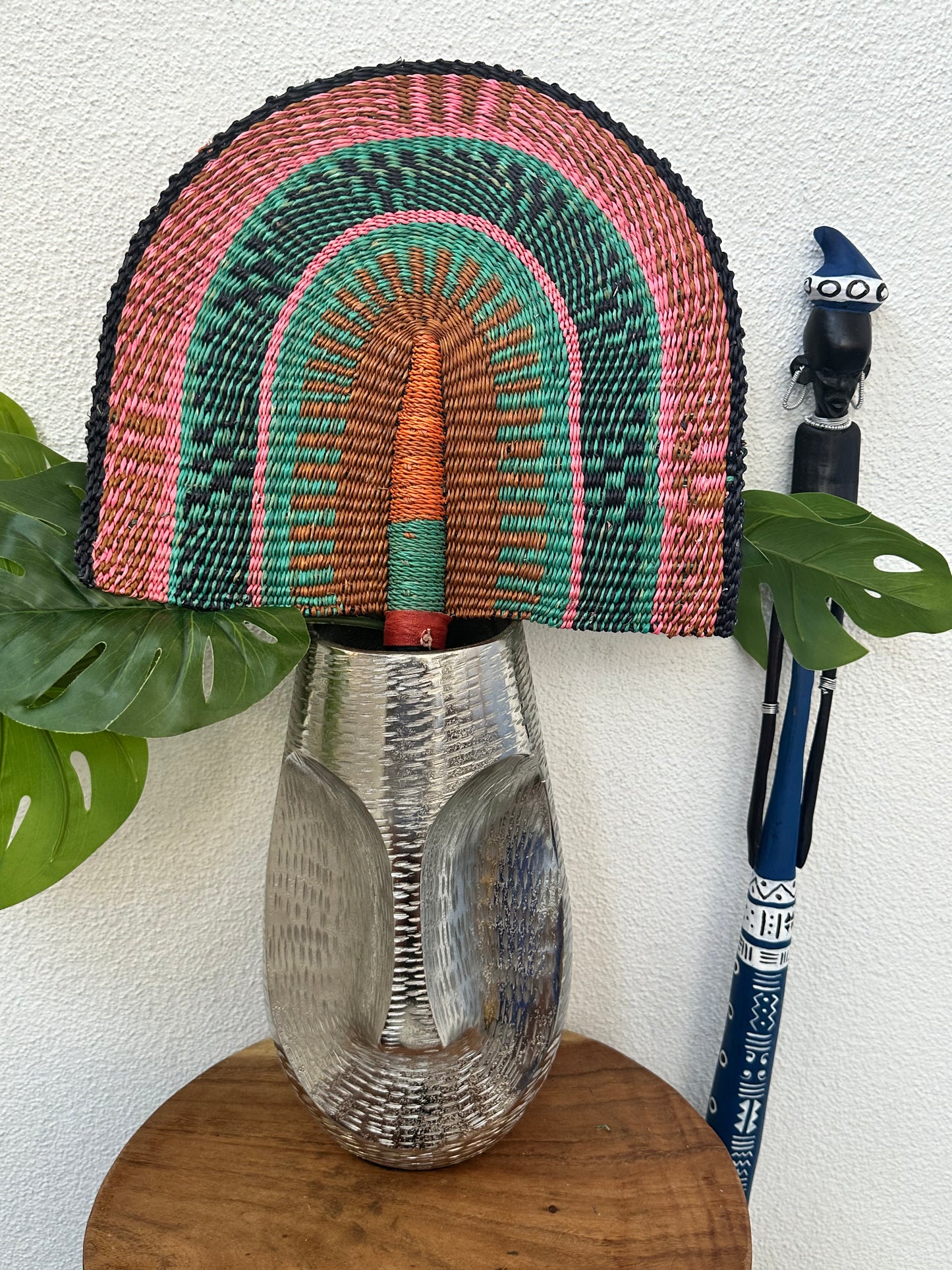 Brown Teal Woven Fan