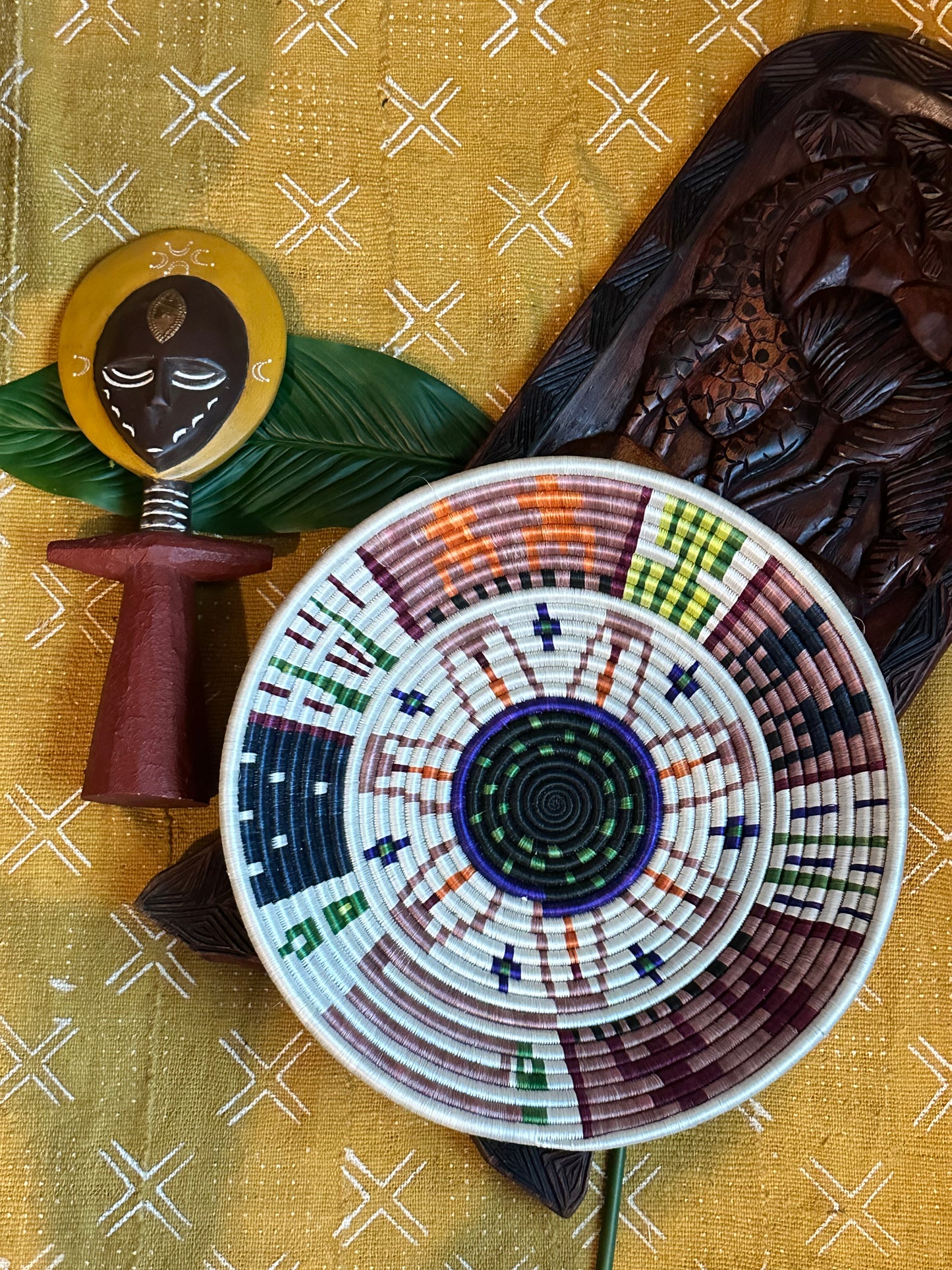 Colorful Dreamscape Woven African Basket
