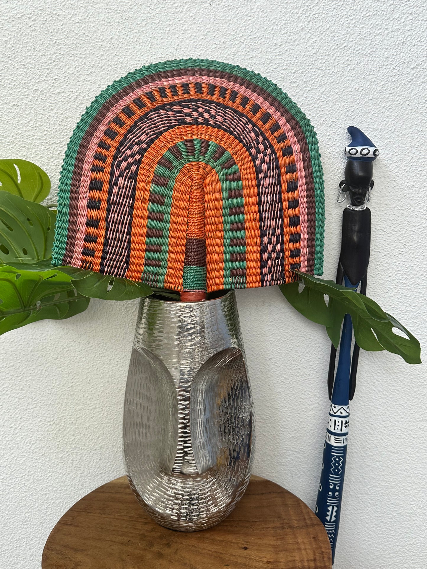 Orange Teal Pink Woven Fan