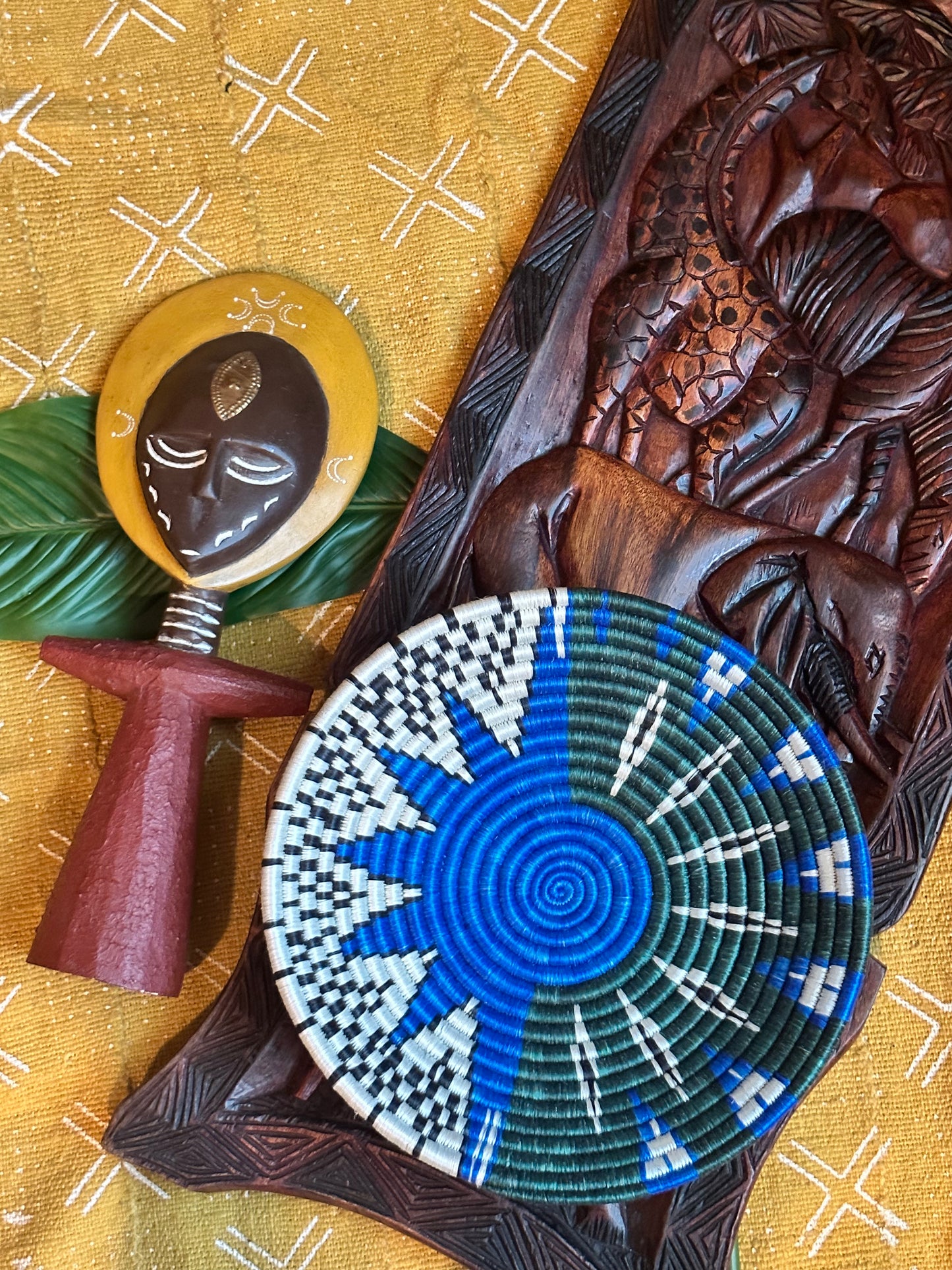 Azure Dreamscape Woven African Basket