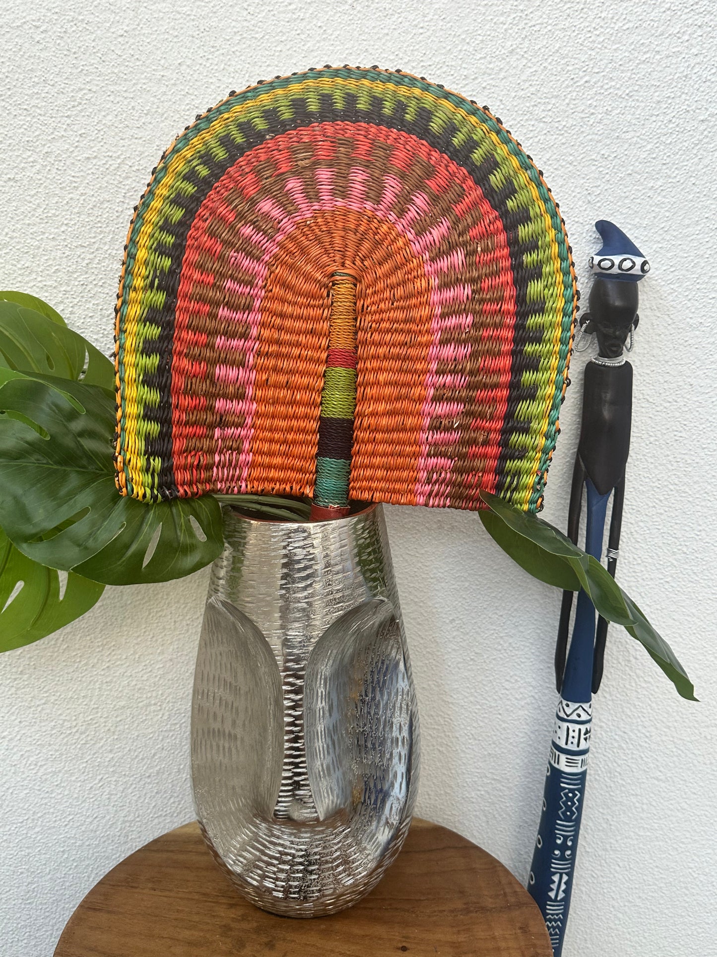 Orange Brown Pink Woven Fan