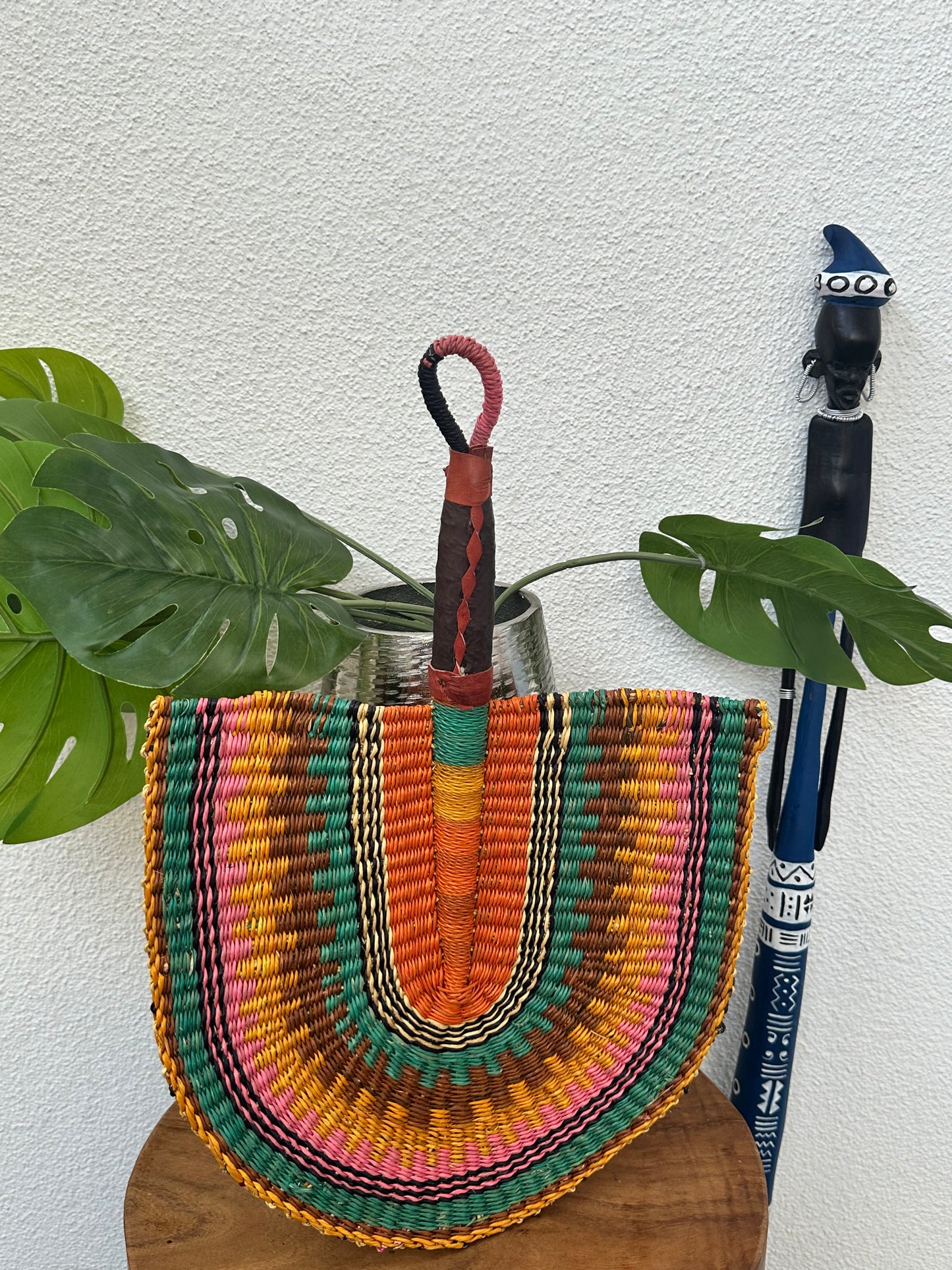 Orange Brown Teal Woven Fan