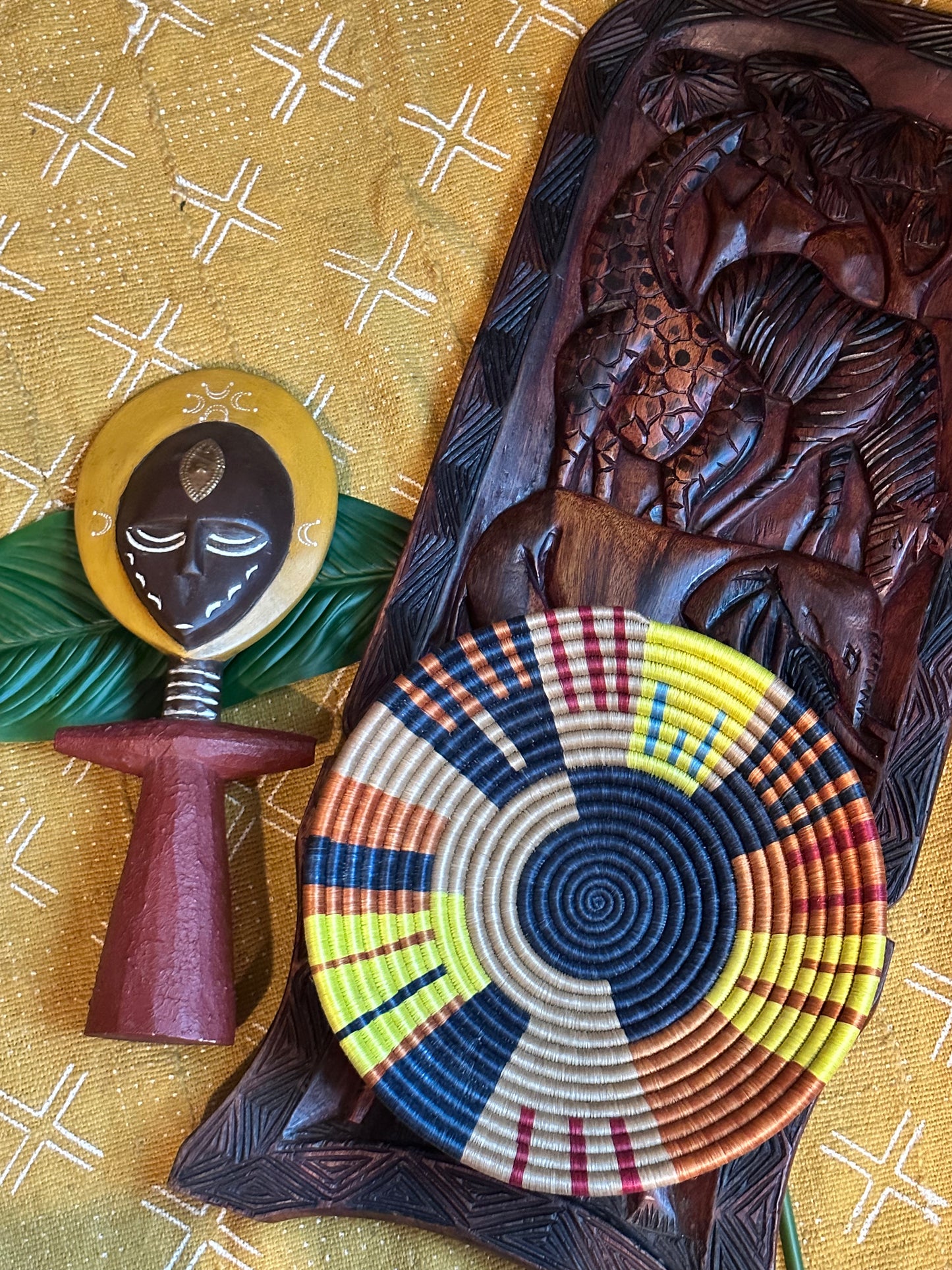 Vibrant Sunset Mirage Woven African Basket