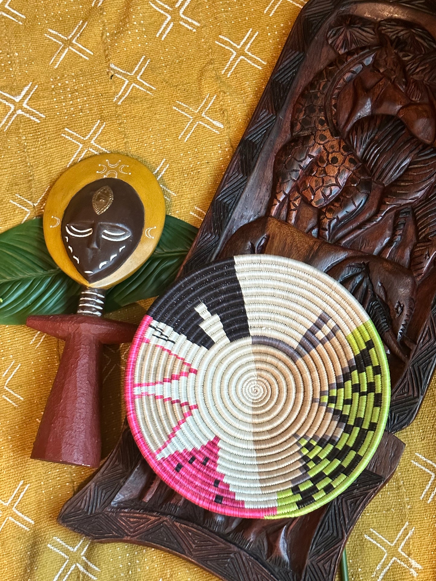 Rosy Fusion Woven African Basket