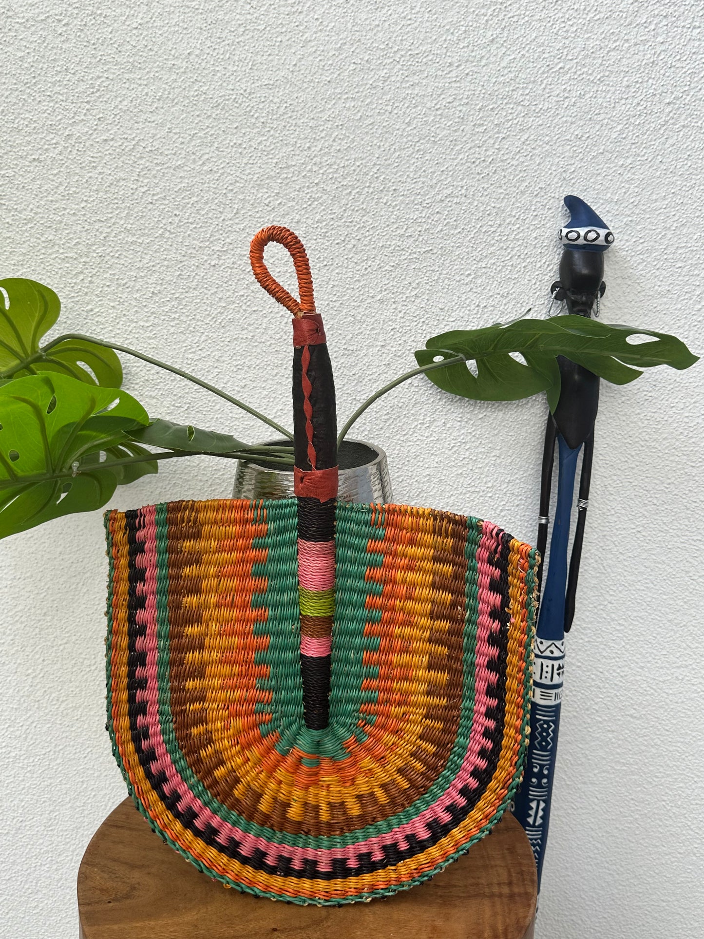 Orange Brown Yellow Woven Fan