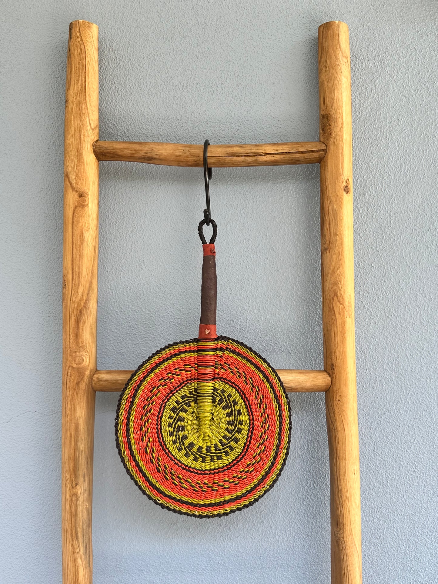 Orange Green Circle Woven Fan