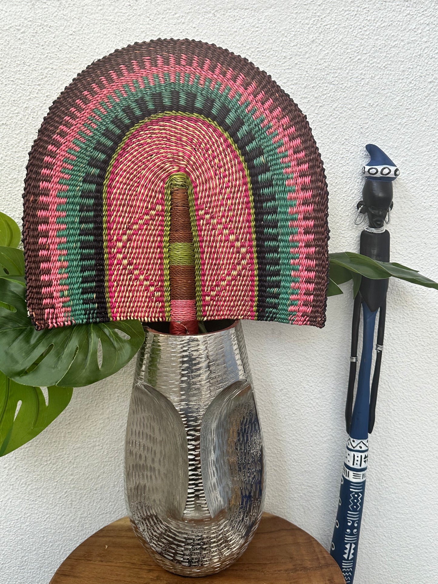 Pink Brown Woven Fan